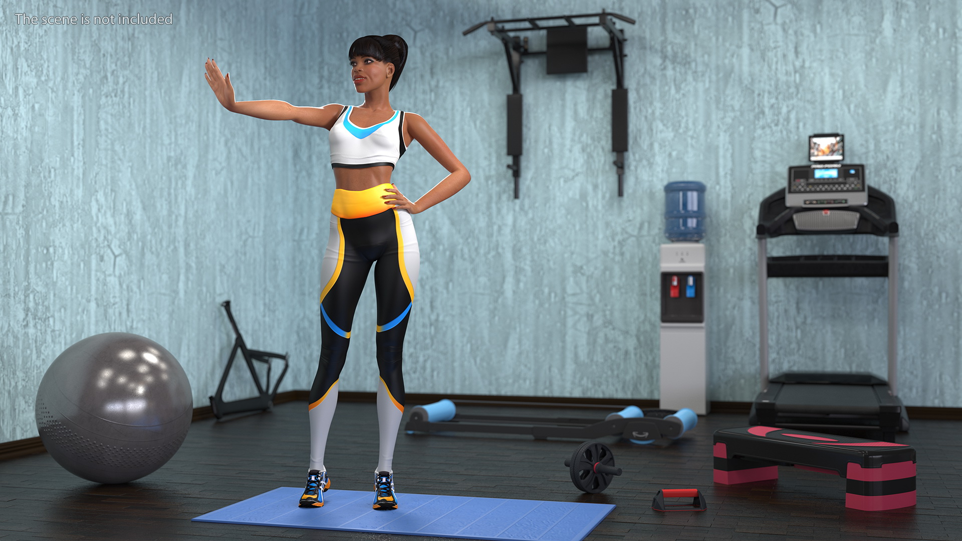 3D Light Skin Fitness Woman Standing Pose model