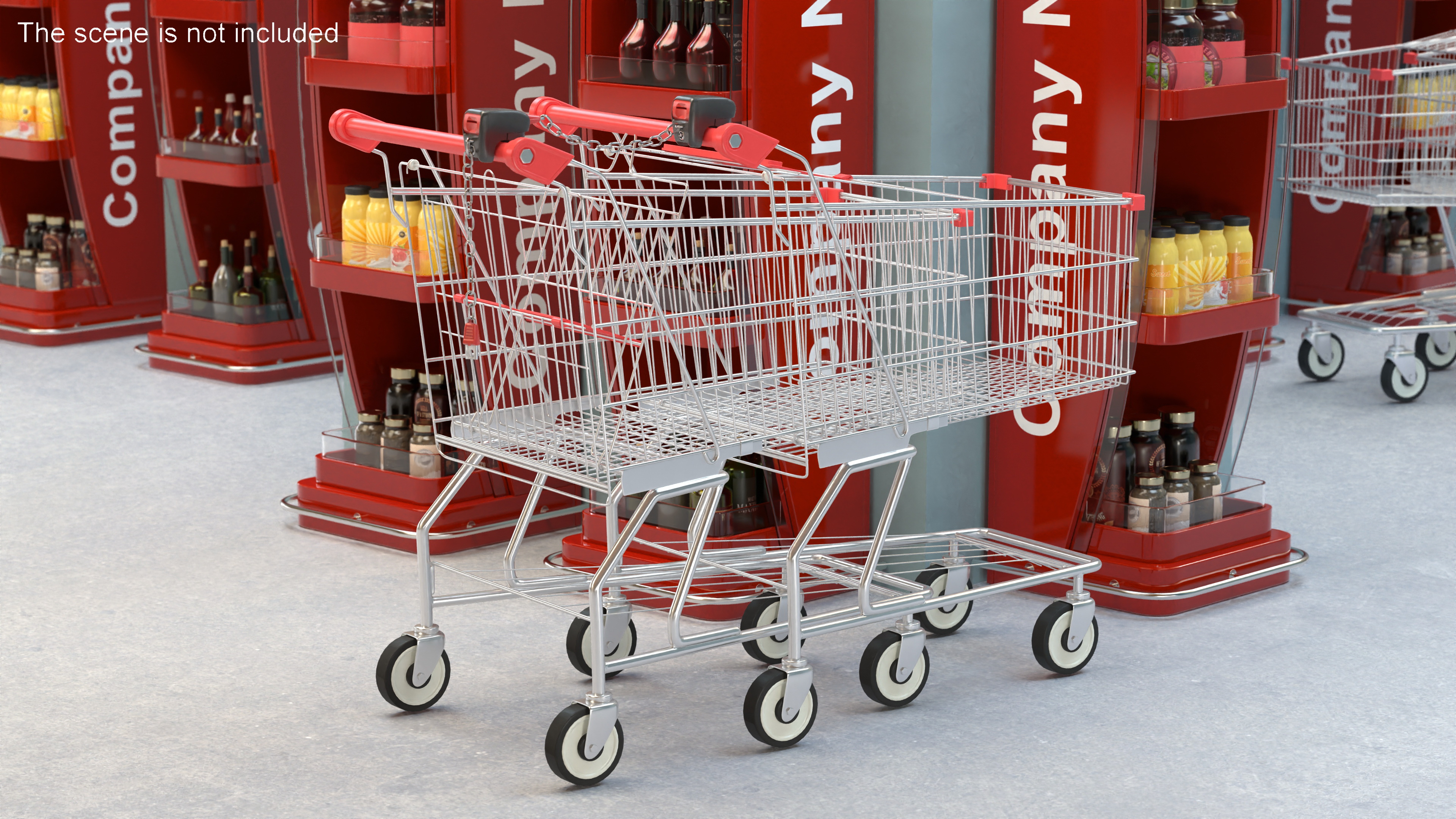 Trolley Shopping Carts Connected with Coin Locker 3D model