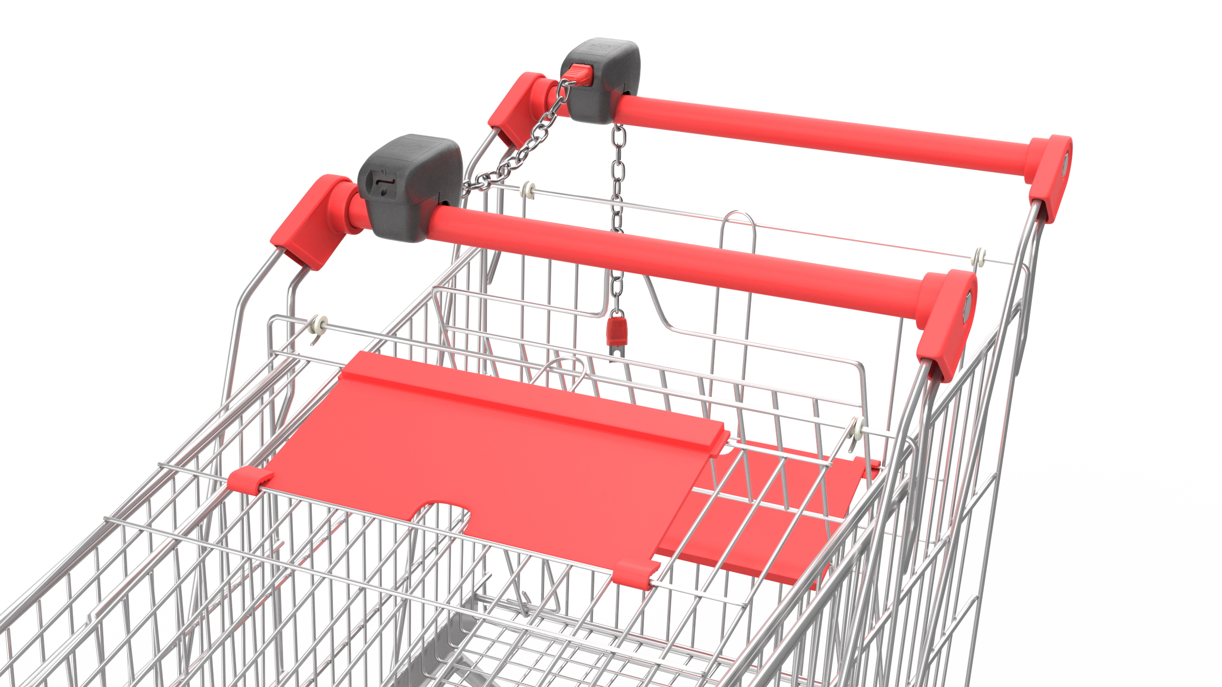 Trolley Shopping Carts Connected with Coin Locker 3D model