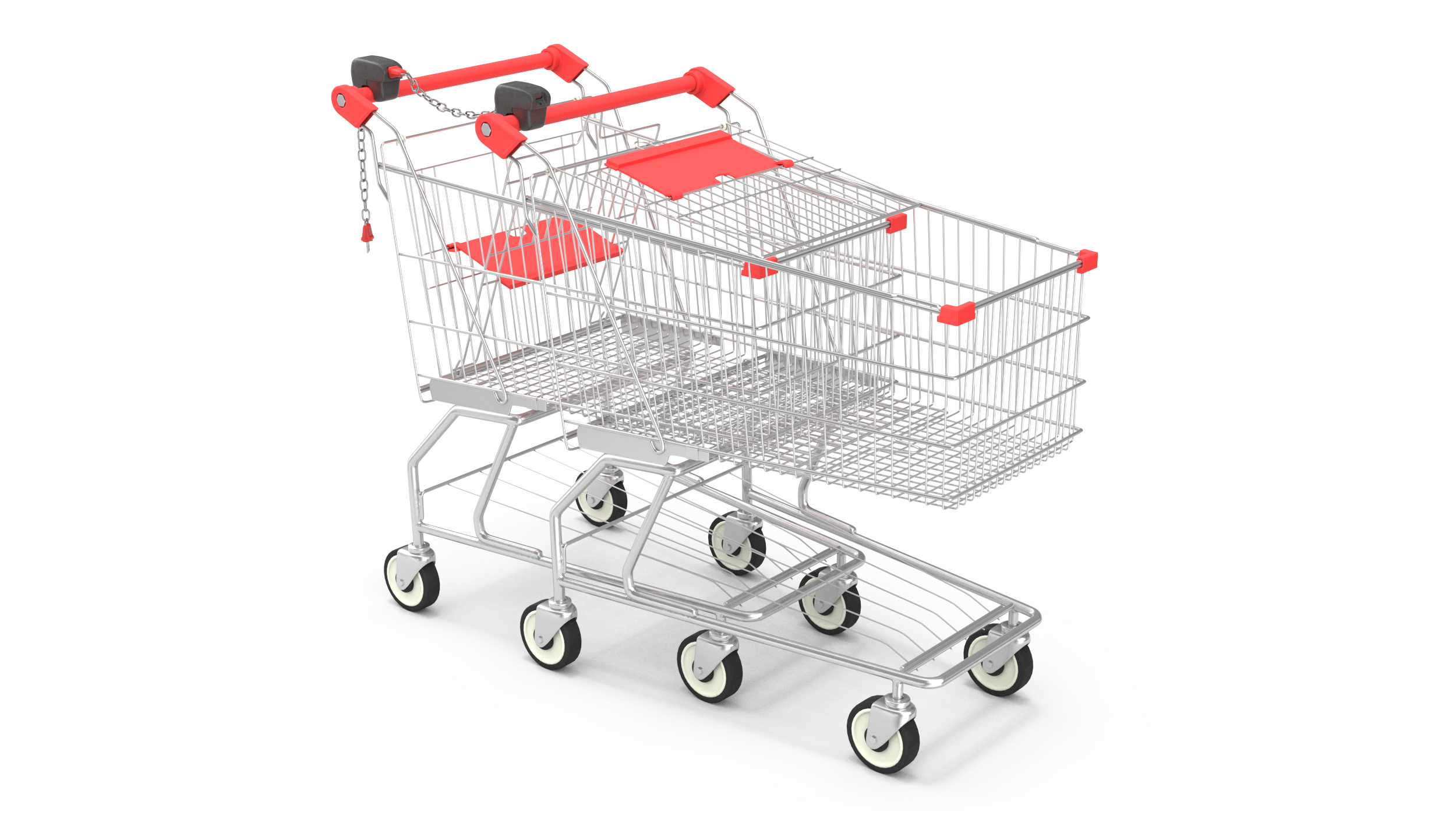 Trolley Shopping Carts Connected with Coin Locker 3D model