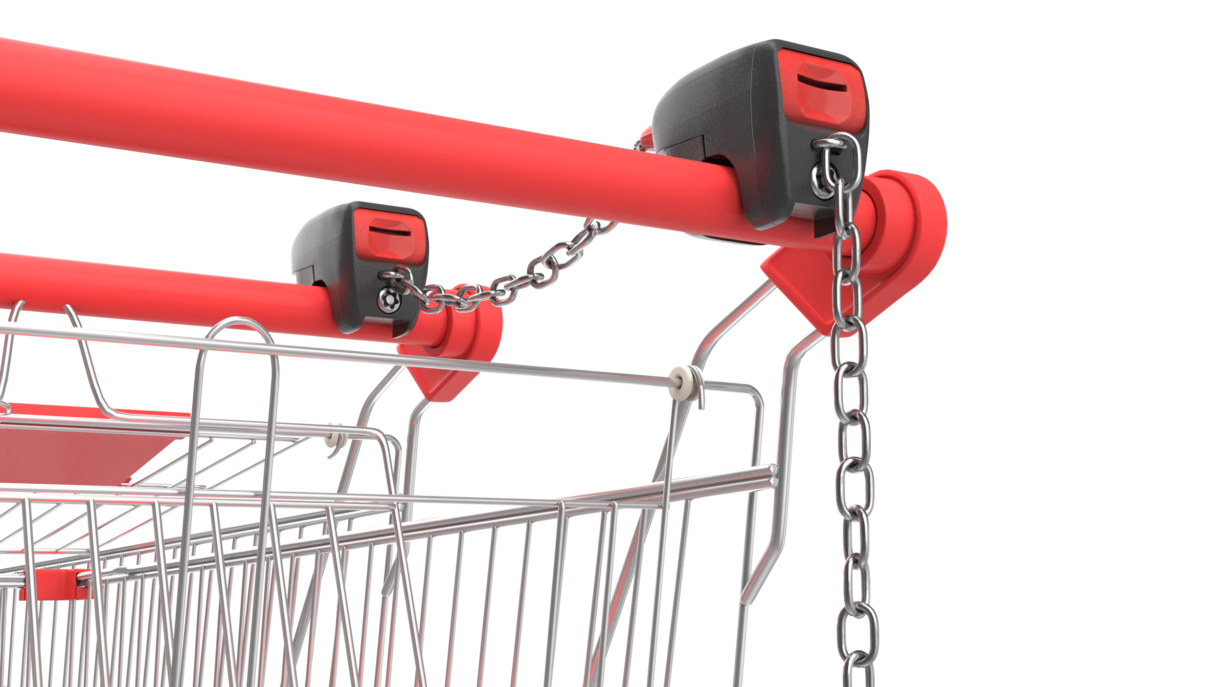 Trolley Shopping Carts Connected with Coin Locker 3D model