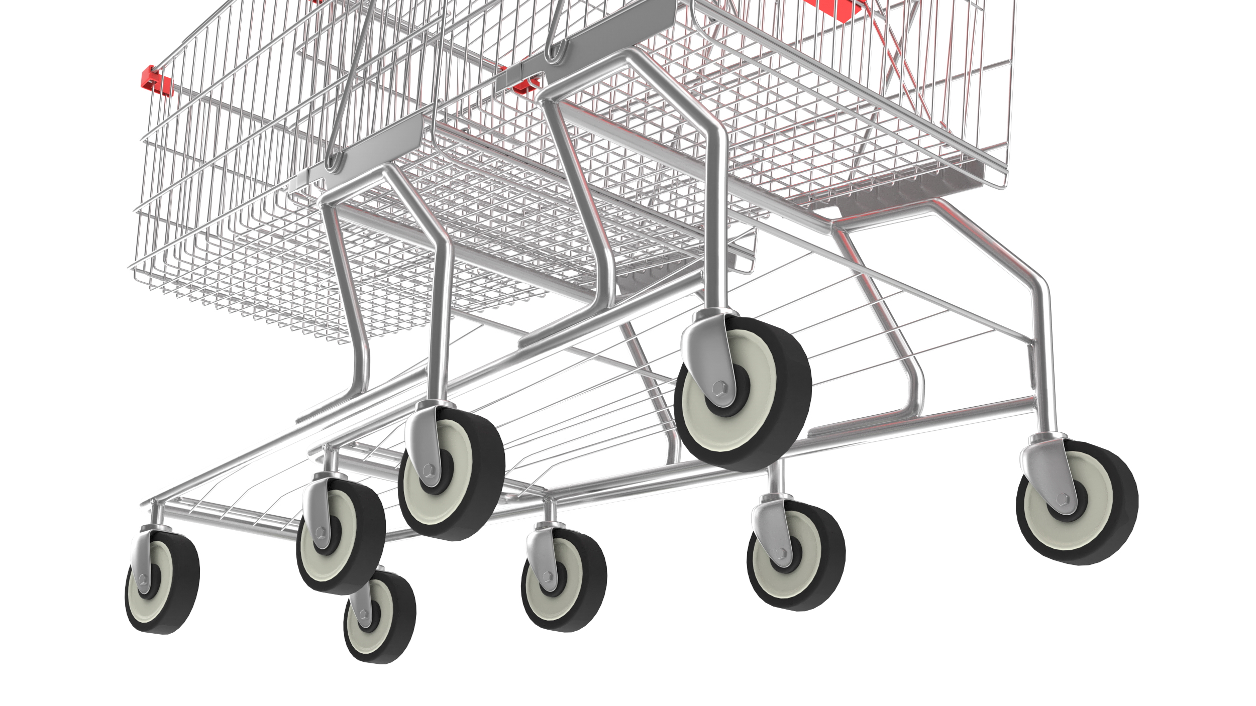 Trolley Shopping Carts Connected with Coin Locker 3D model