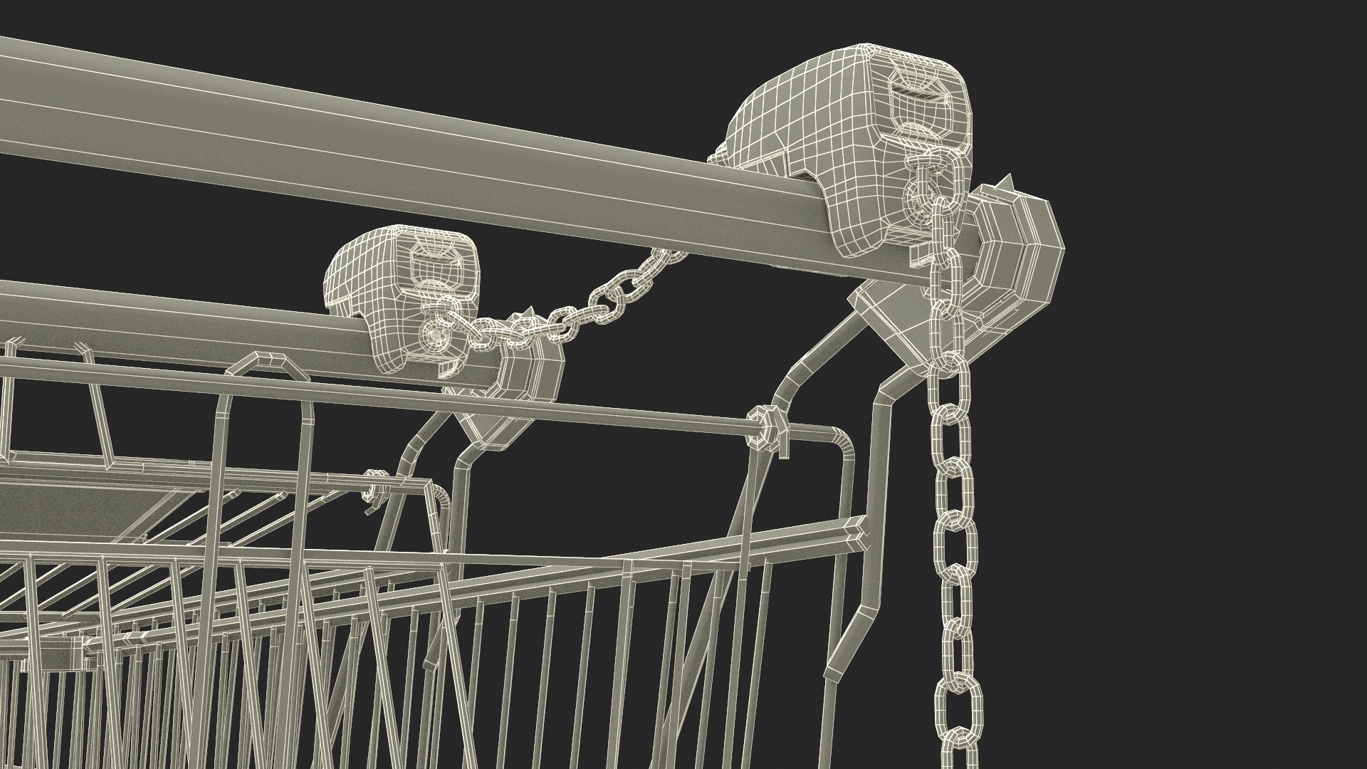 Trolley Shopping Carts Connected with Coin Locker 3D model