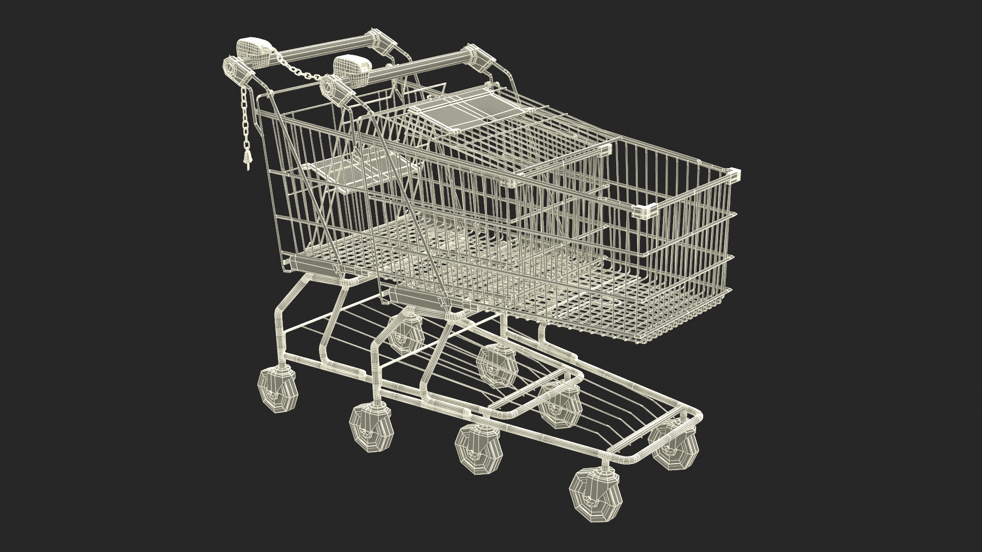 Trolley Shopping Carts Connected with Coin Locker 3D model