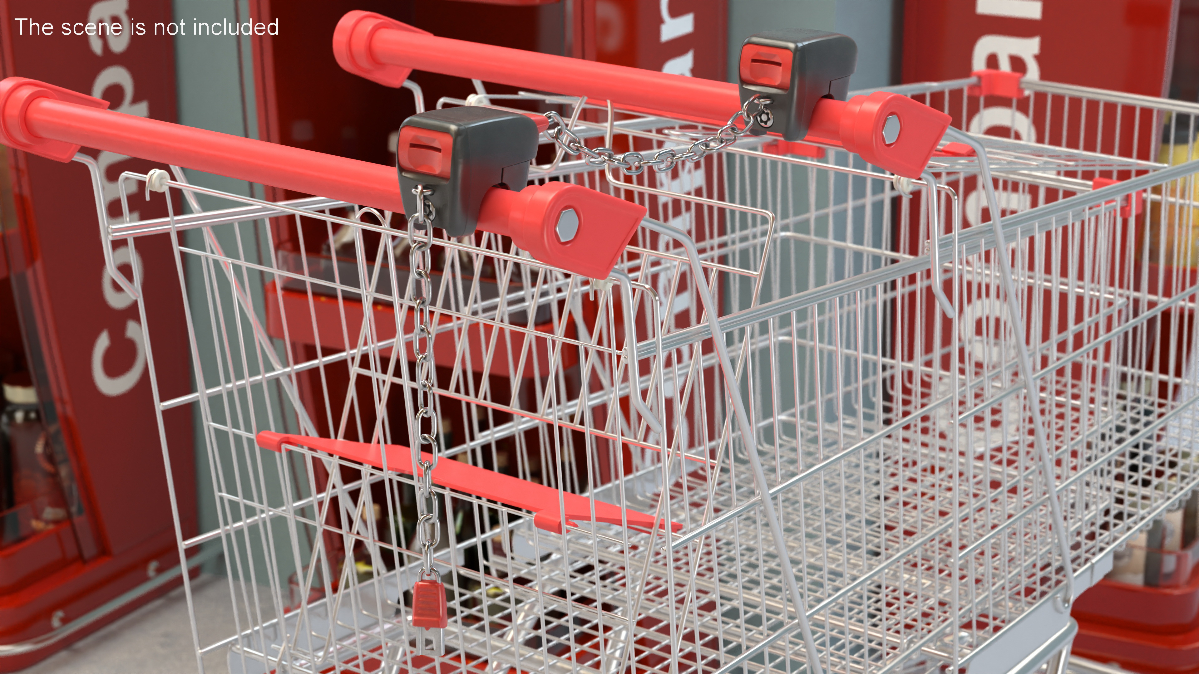 Trolley Shopping Carts Connected with Coin Locker 3D model