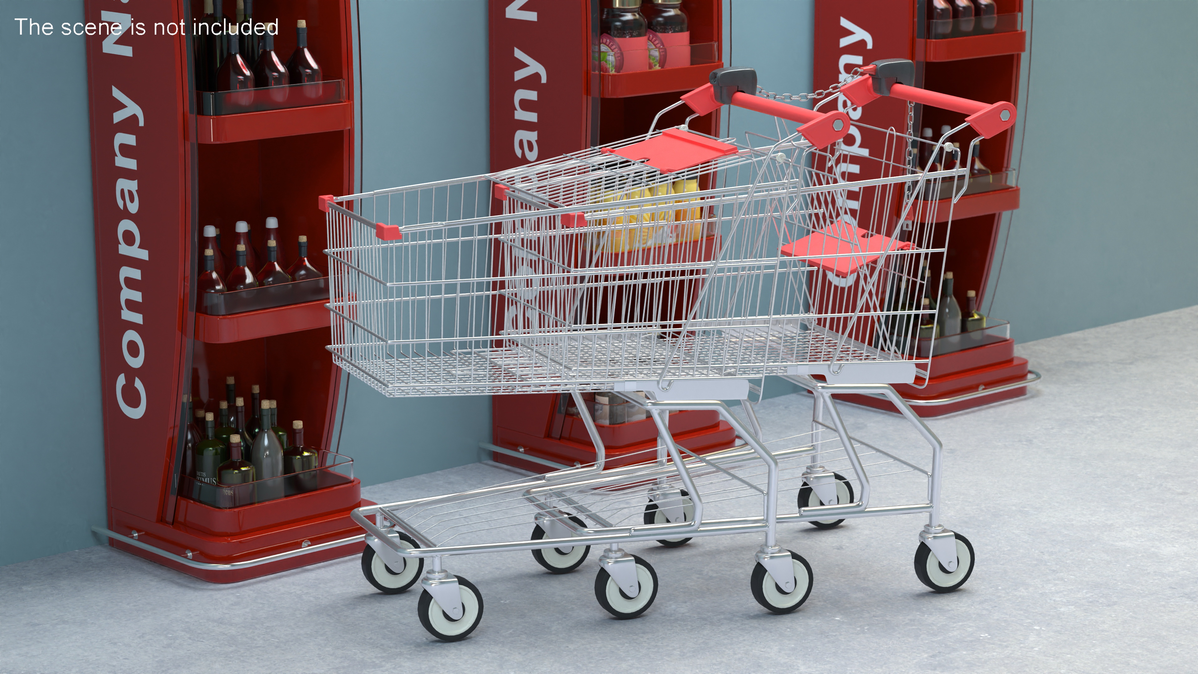 Trolley Shopping Carts Connected with Coin Locker 3D model