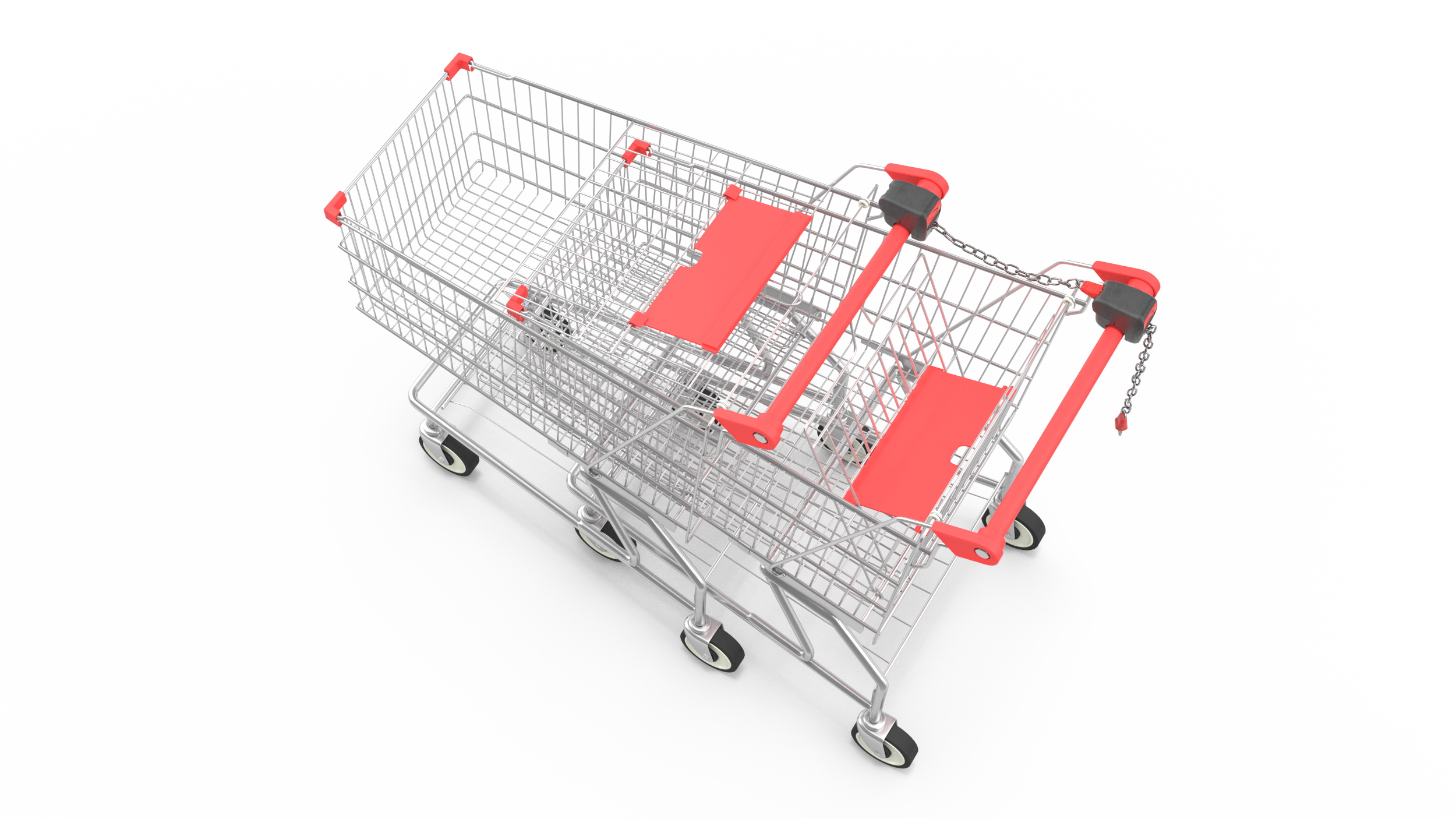 Trolley Shopping Carts Connected with Coin Locker 3D model