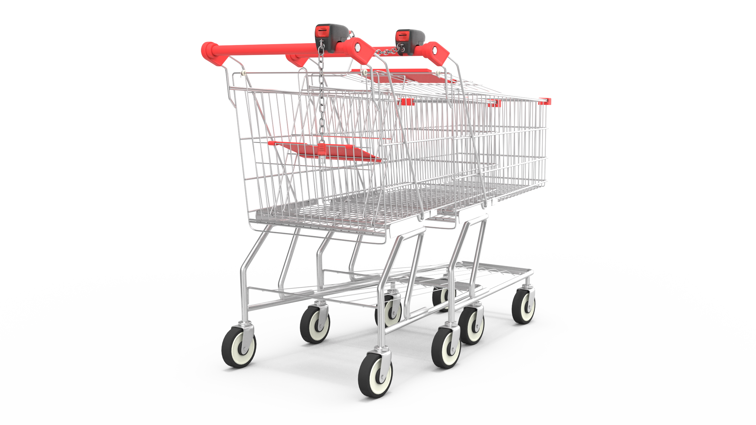 Trolley Shopping Carts Connected with Coin Locker 3D model