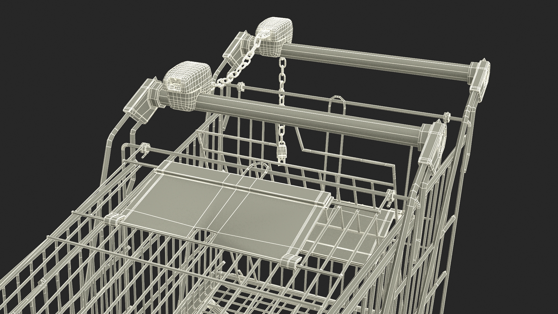 Trolley Shopping Carts Connected with Coin Locker 3D model