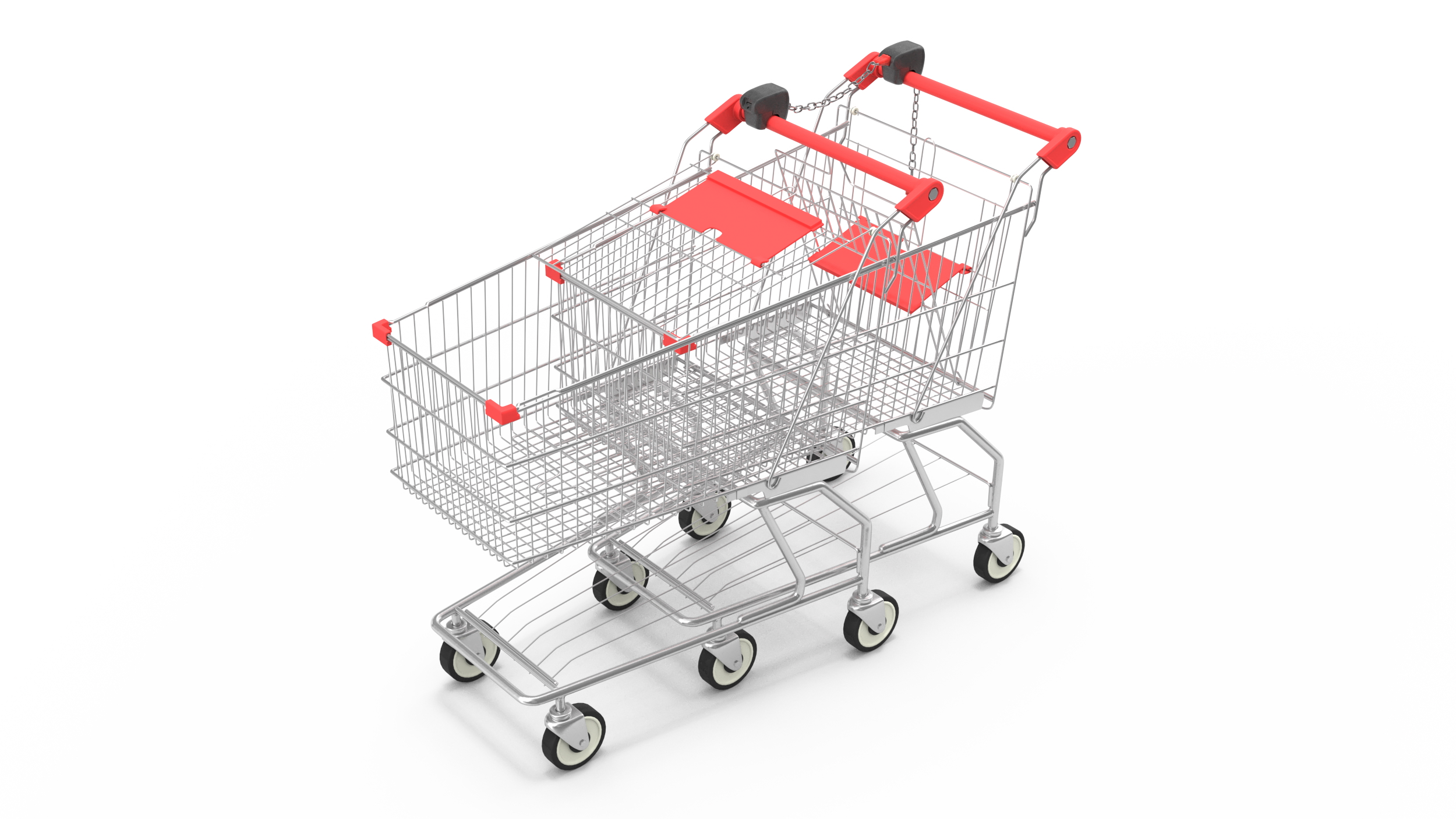 Trolley Shopping Carts Connected with Coin Locker 3D model