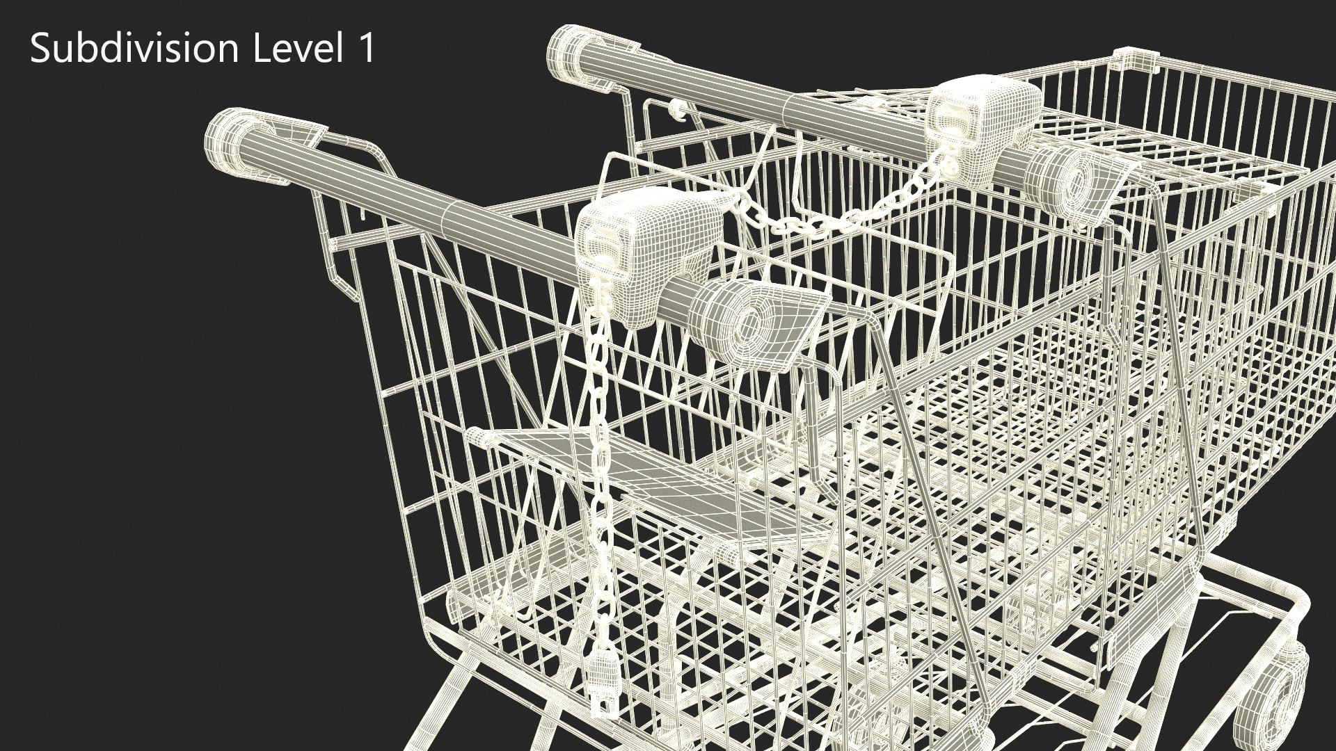 Trolley Shopping Carts Connected with Coin Locker 3D model