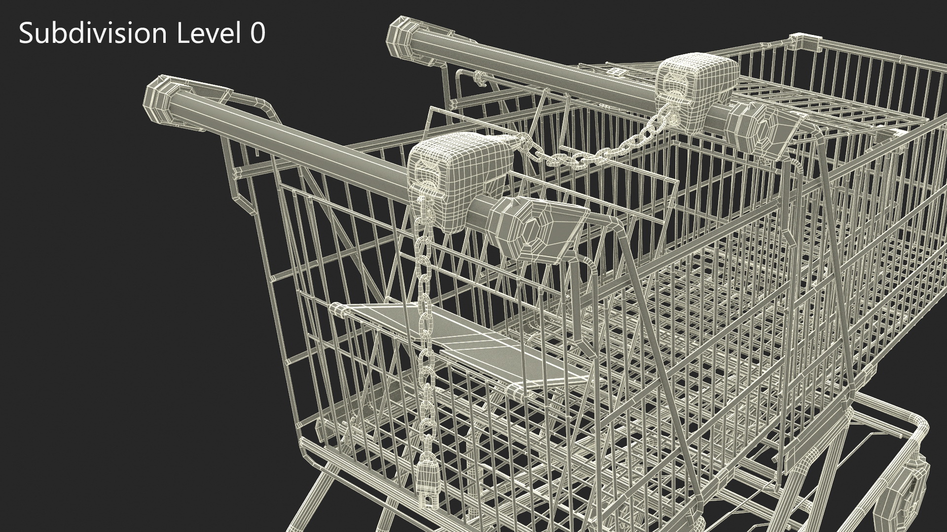 Trolley Shopping Carts Connected with Coin Locker 3D model