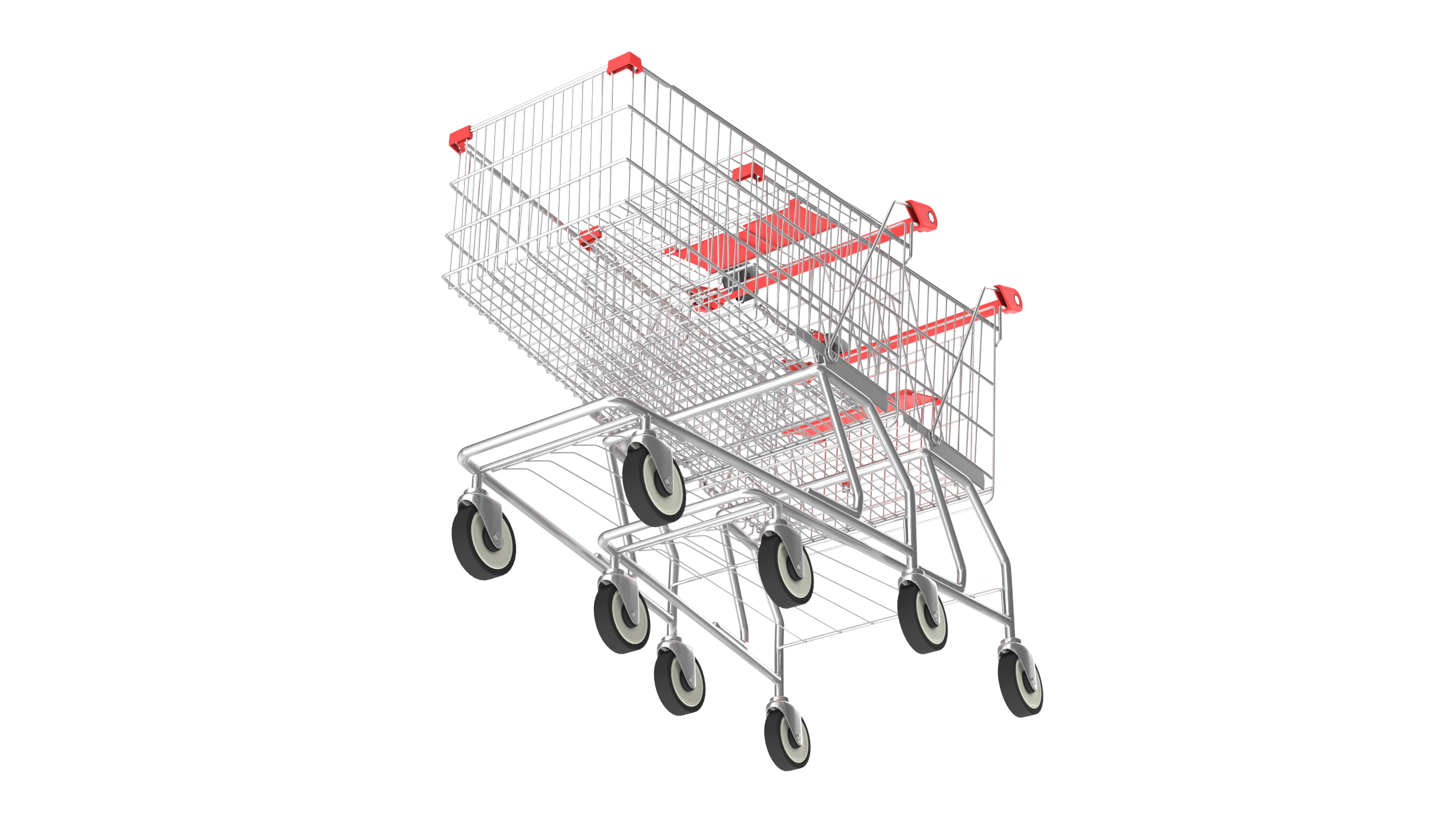 Trolley Shopping Carts Connected with Coin Locker 3D model