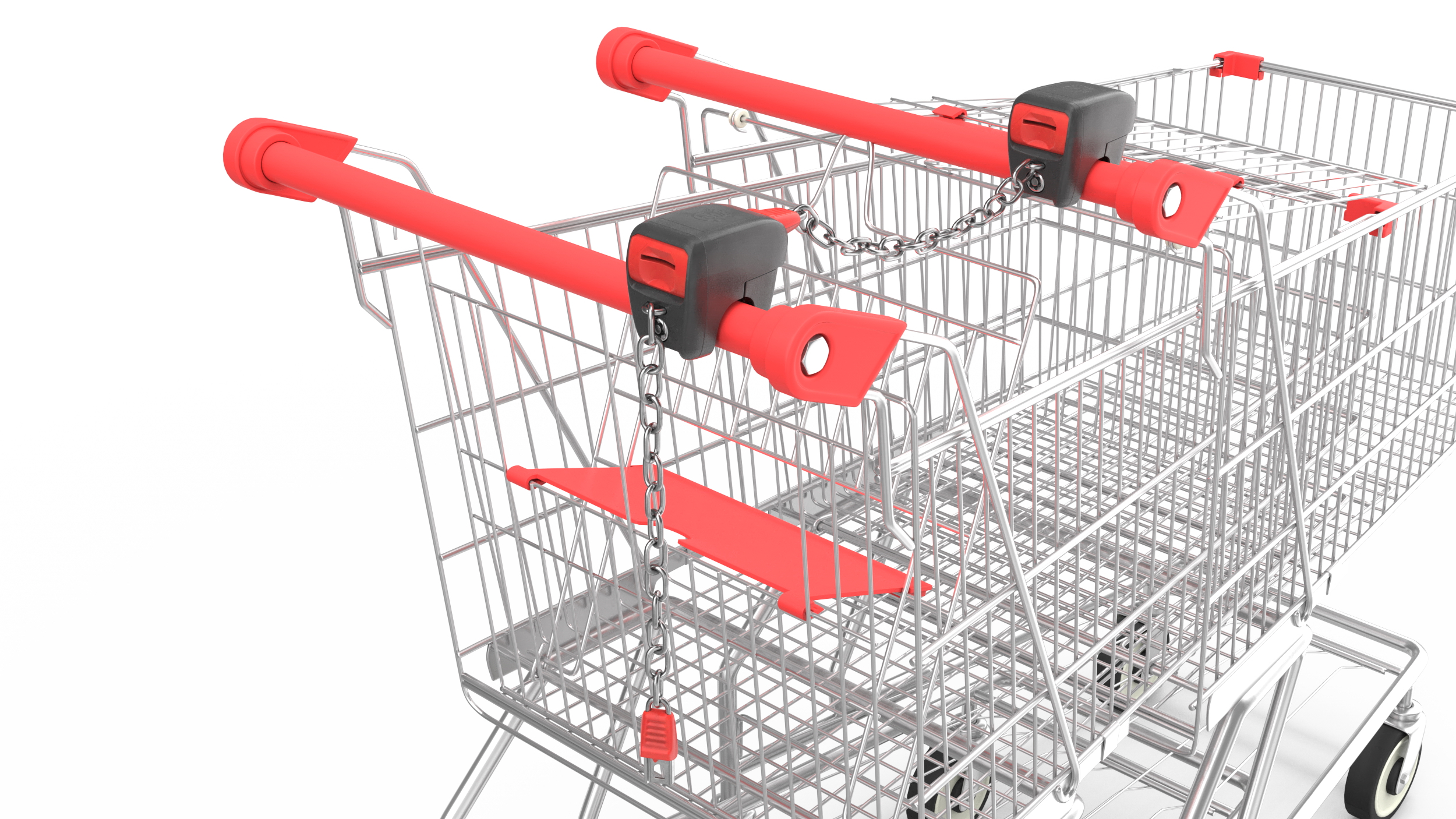 Trolley Shopping Carts Connected with Coin Locker 3D model