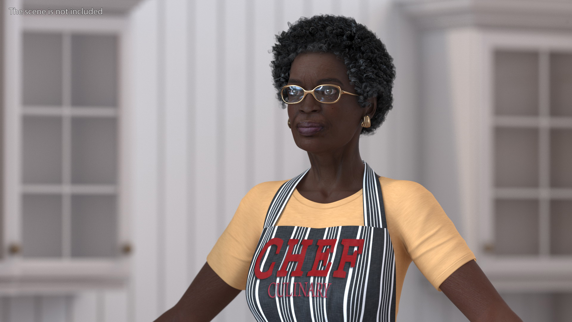 3D model Afro American Woman Kitchen Style Rigged