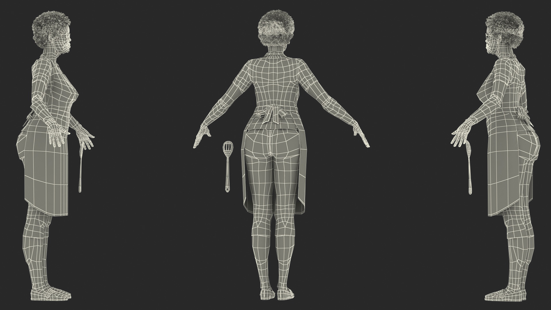 3D model Afro American Woman Kitchen Style Rigged