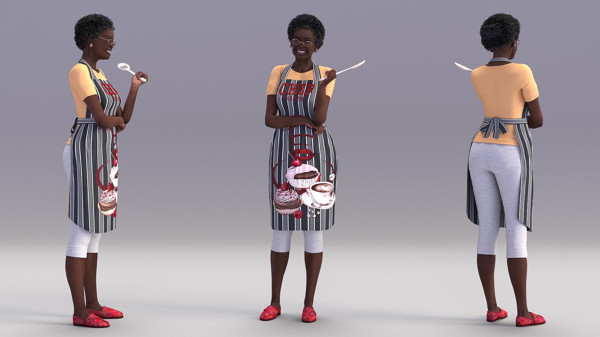 3D model Afro American Woman Kitchen Style Rigged