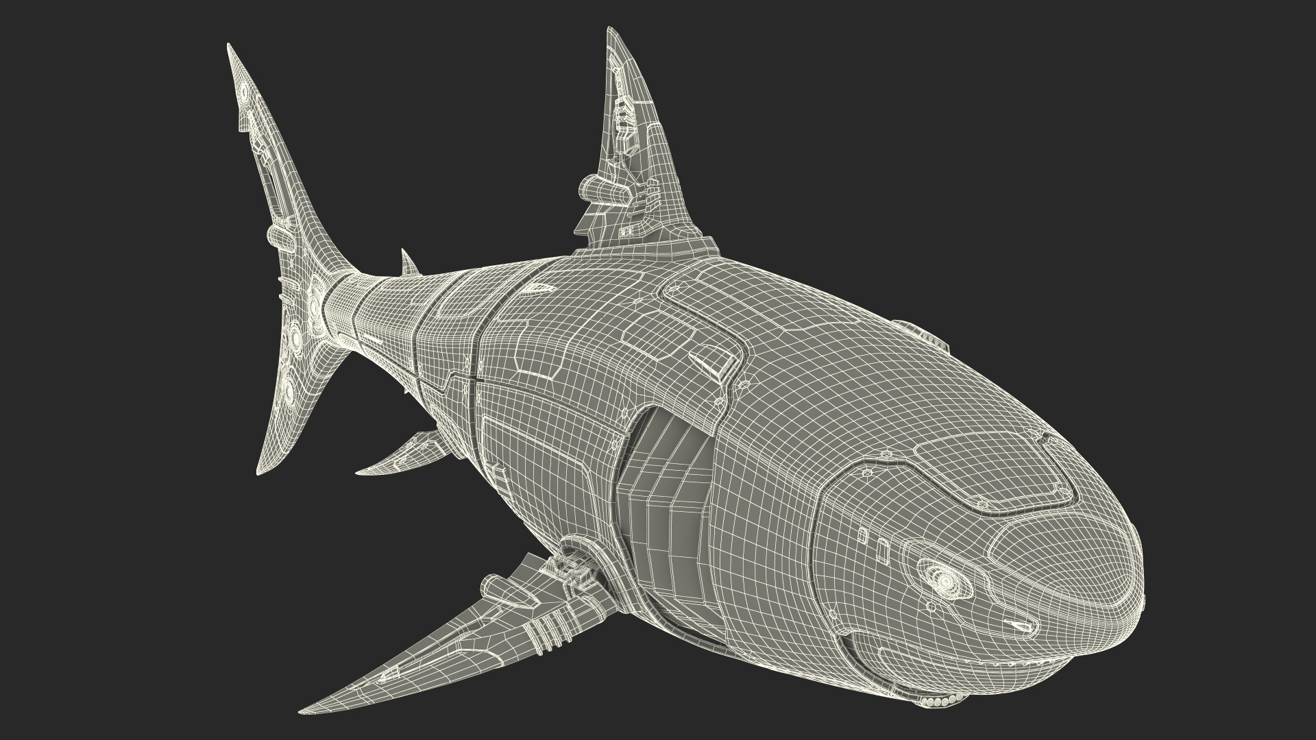 Futuristic Shark Robot 3D