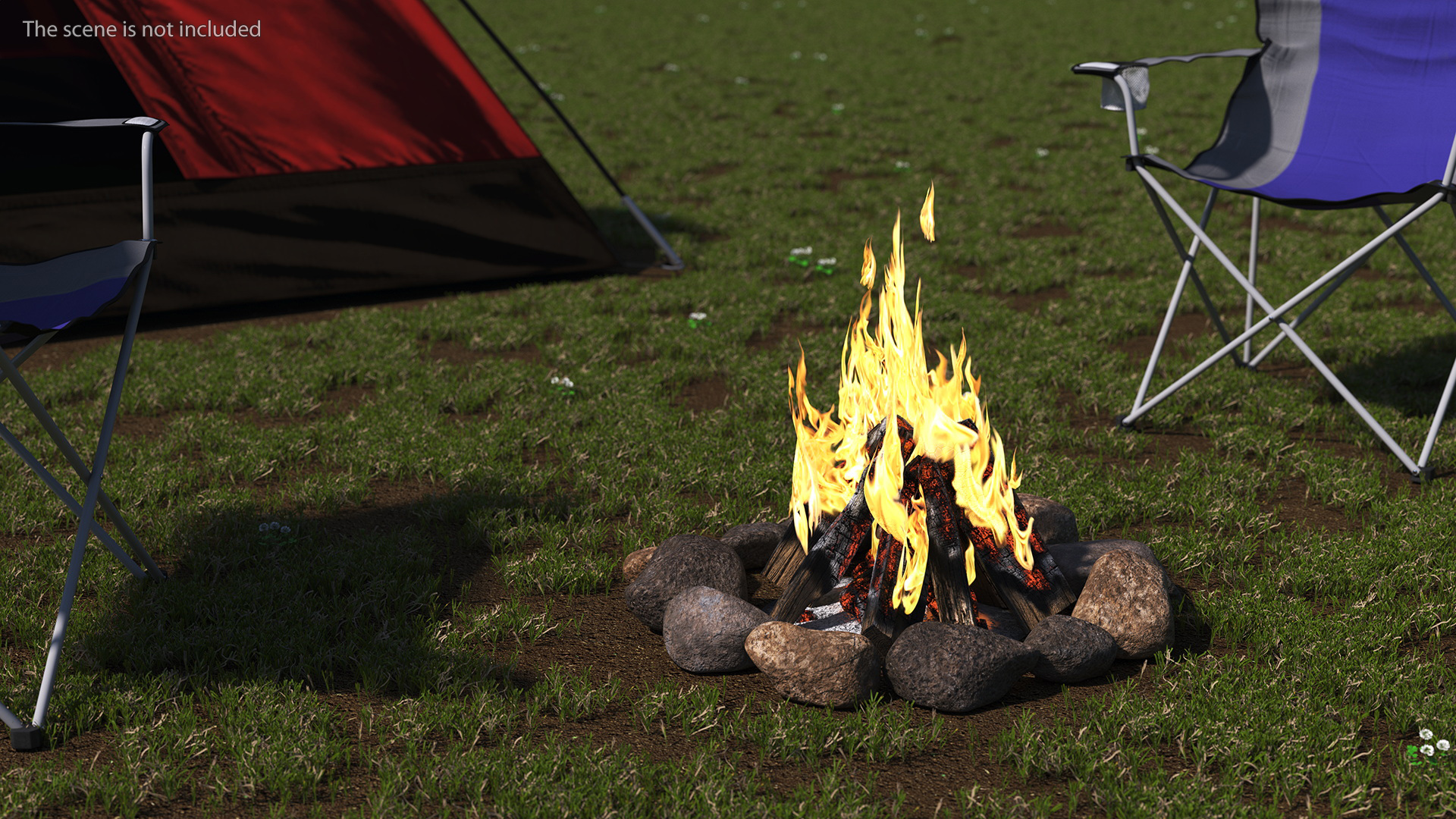 Bonfire in a Circle of Stones 3D model