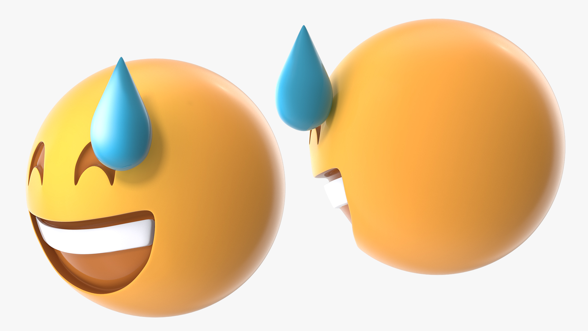 Smiling With Sweat Emoji 3D model