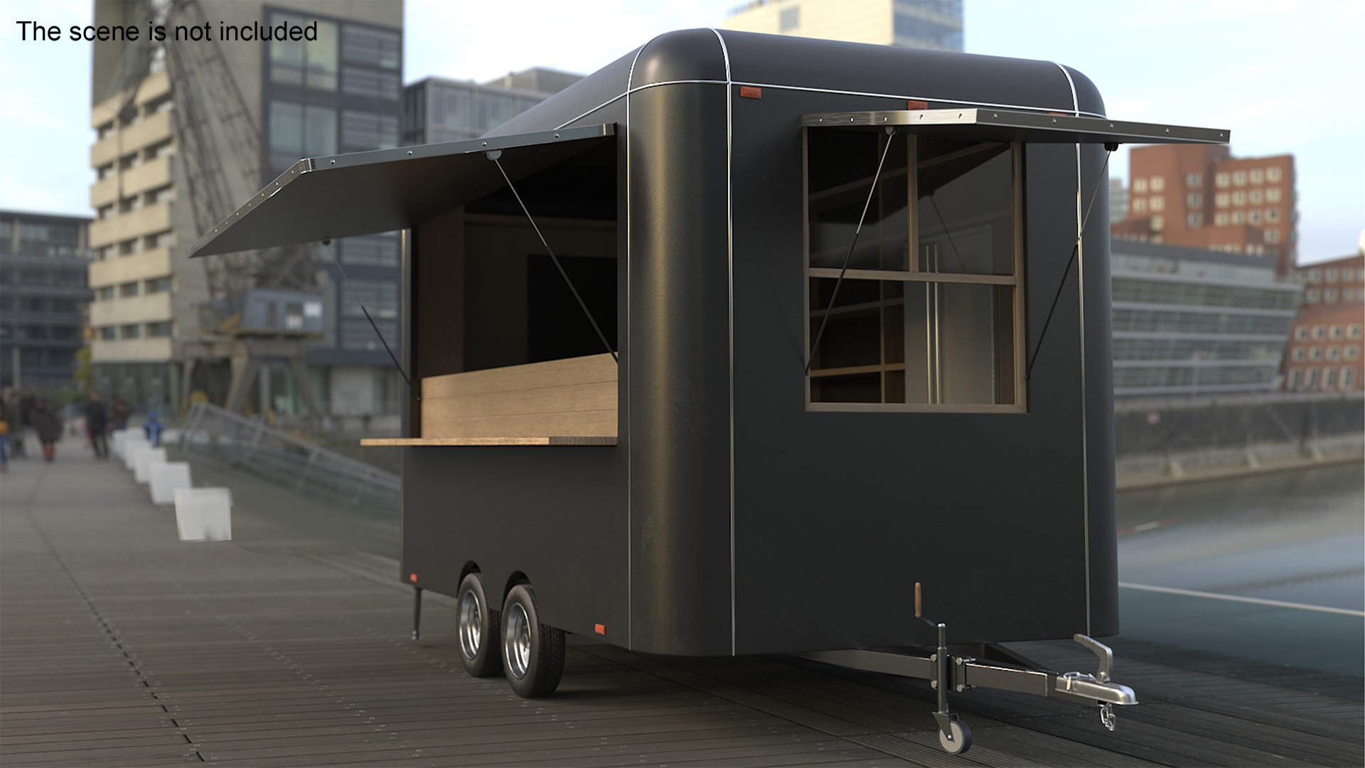 3D Food Trailer Black with Equipment model