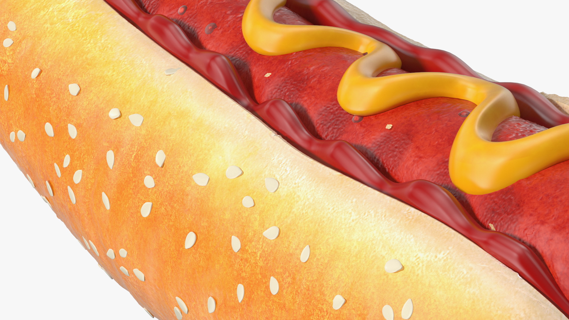 3D Hot Dog with Ketchup Mustard model