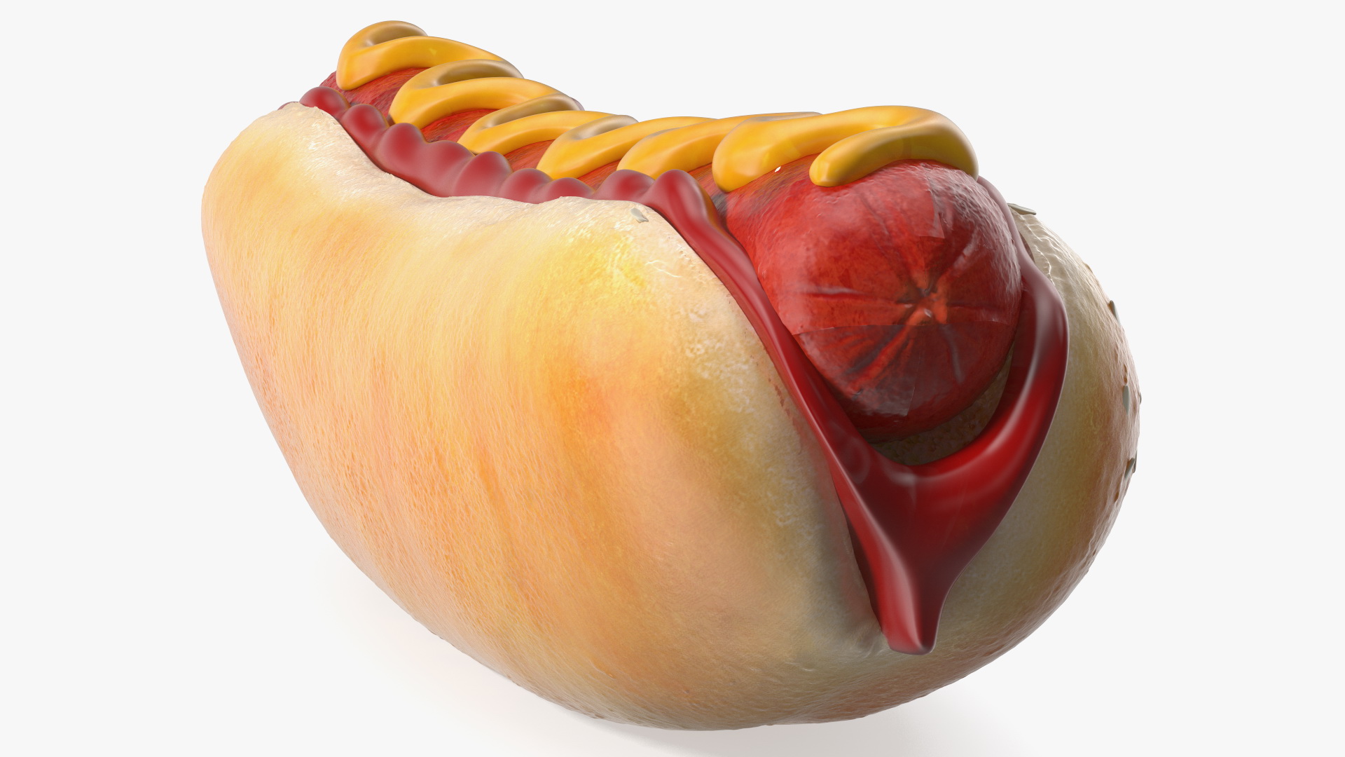 3D Hot Dog with Ketchup Mustard model