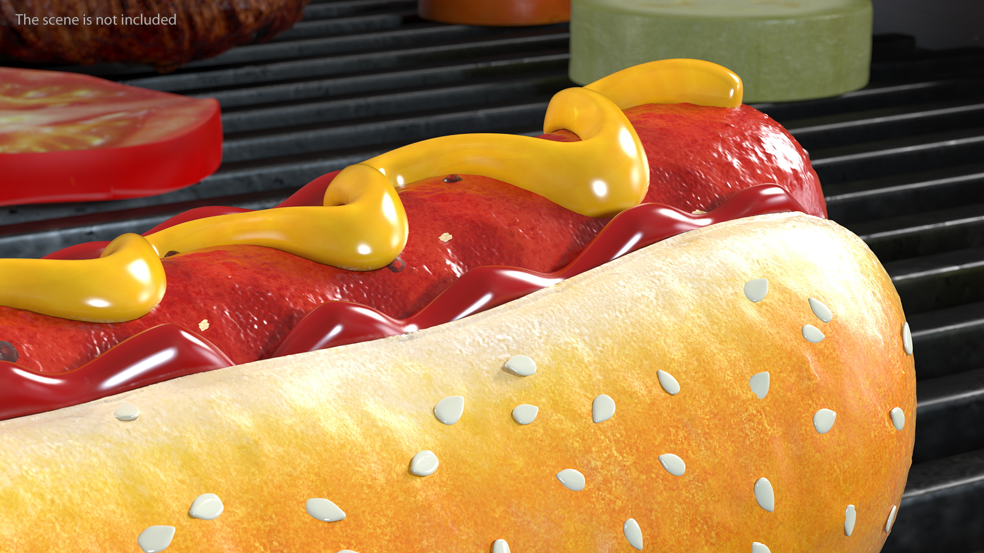 3D Hot Dog with Ketchup Mustard model