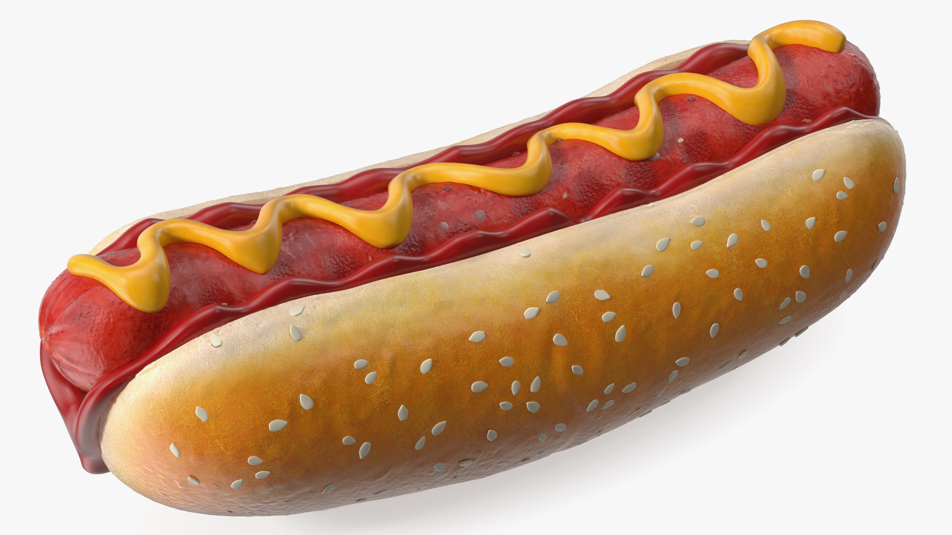 3D Hot Dog with Ketchup Mustard model