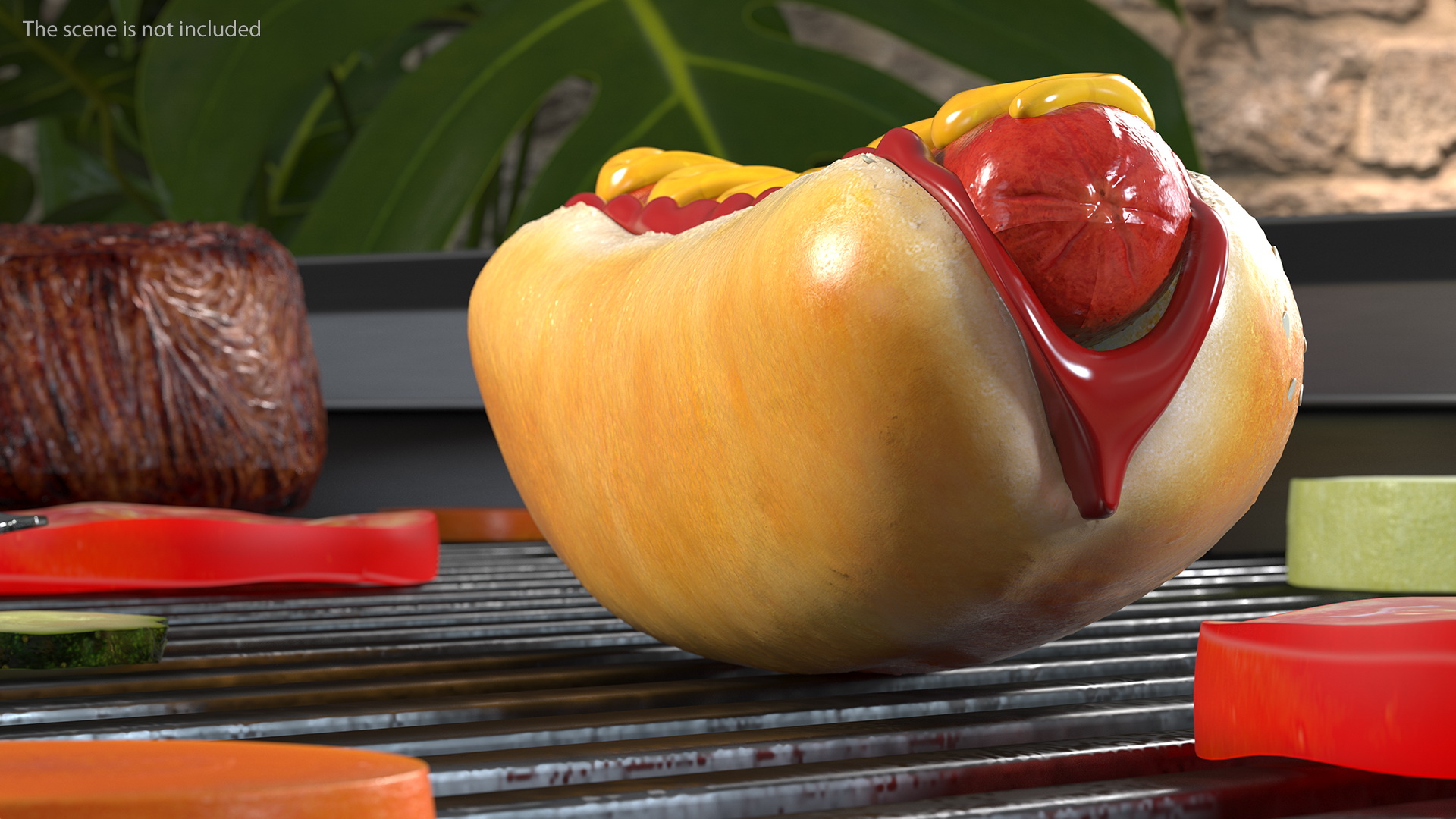 3D Hot Dog with Ketchup Mustard model