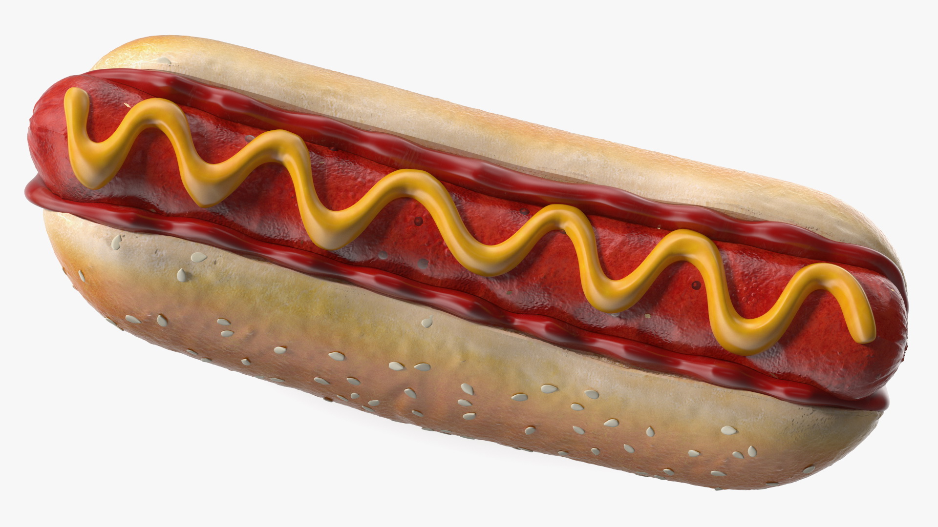 3D Hot Dog with Ketchup Mustard model