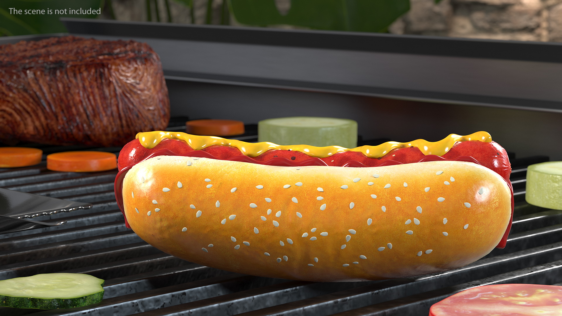 3D Hot Dog with Ketchup Mustard model