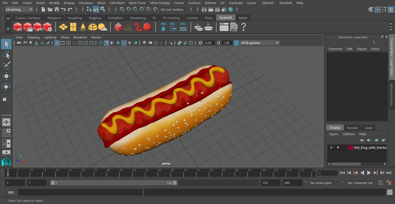 3D Hot Dog with Ketchup Mustard model