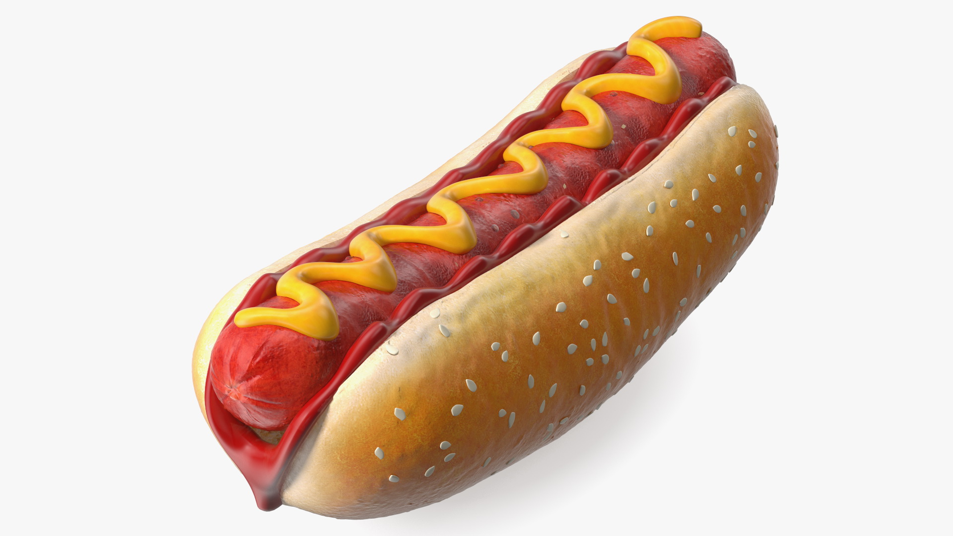 3D Hot Dog with Ketchup Mustard model