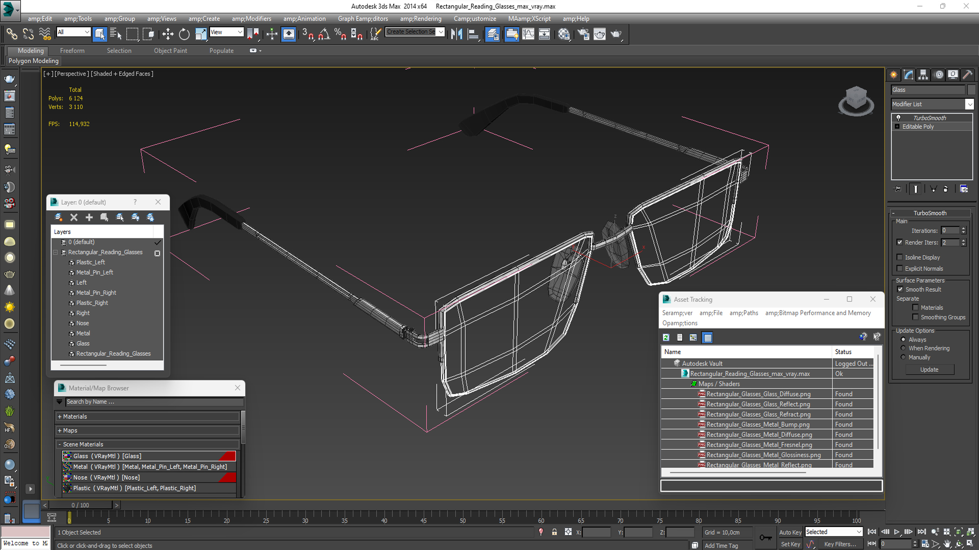 Rectangular Reading Glasses 3D