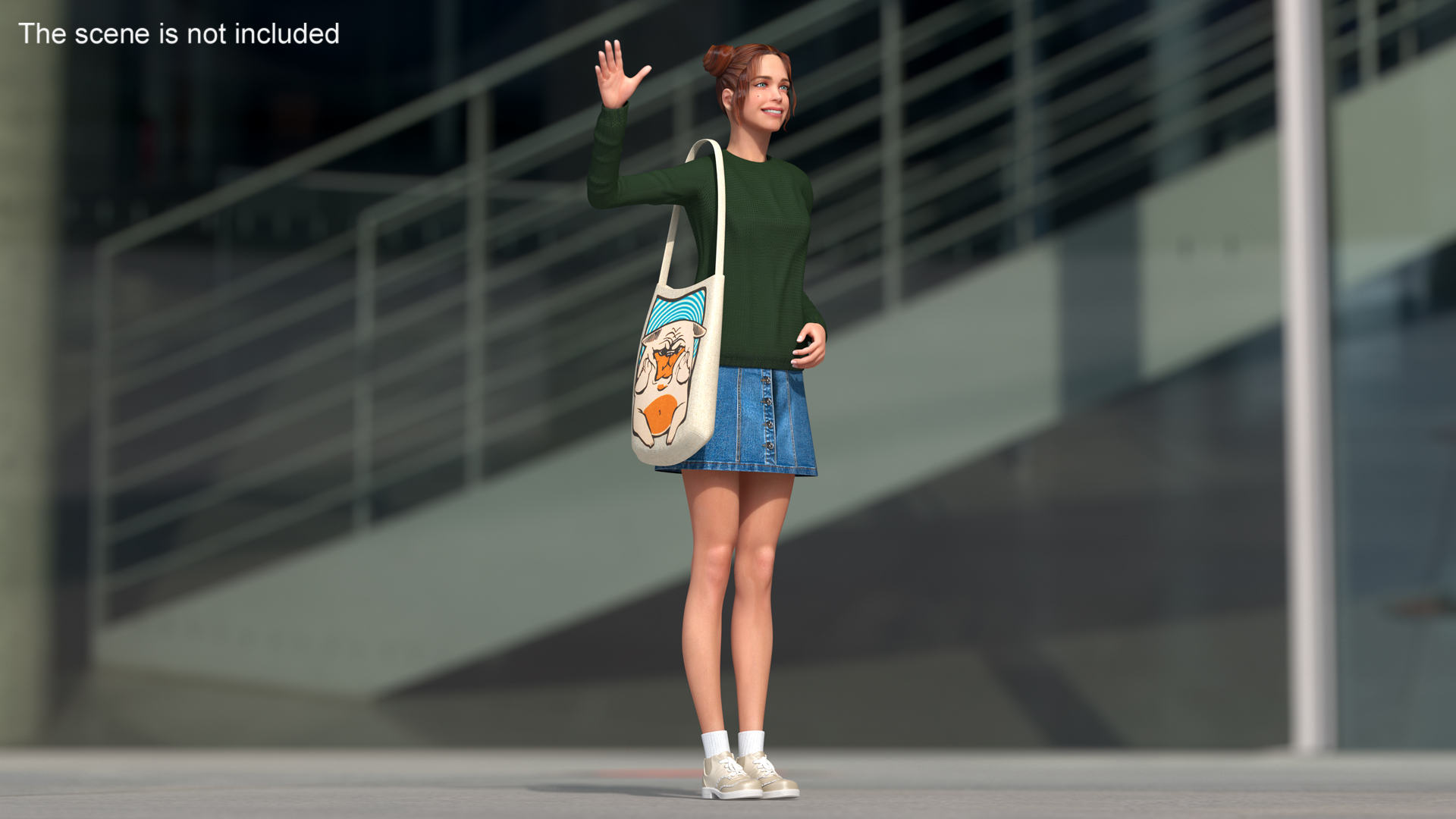 European Woman Street Style Rigged 3D model