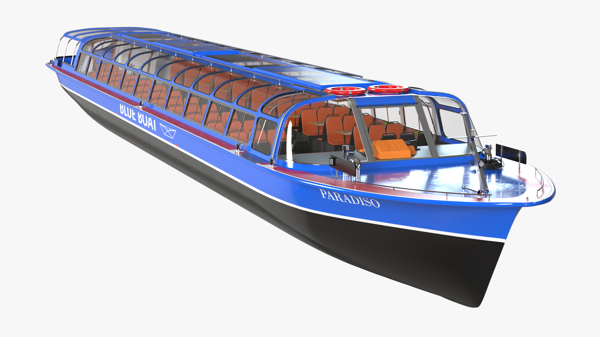 Amsterdam Canal Cruise Blue Boat 3D