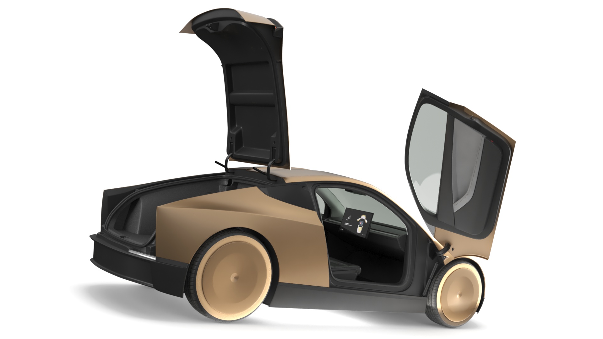 Tesla Cybercab Robotaxi and Man with Luggage 3D model