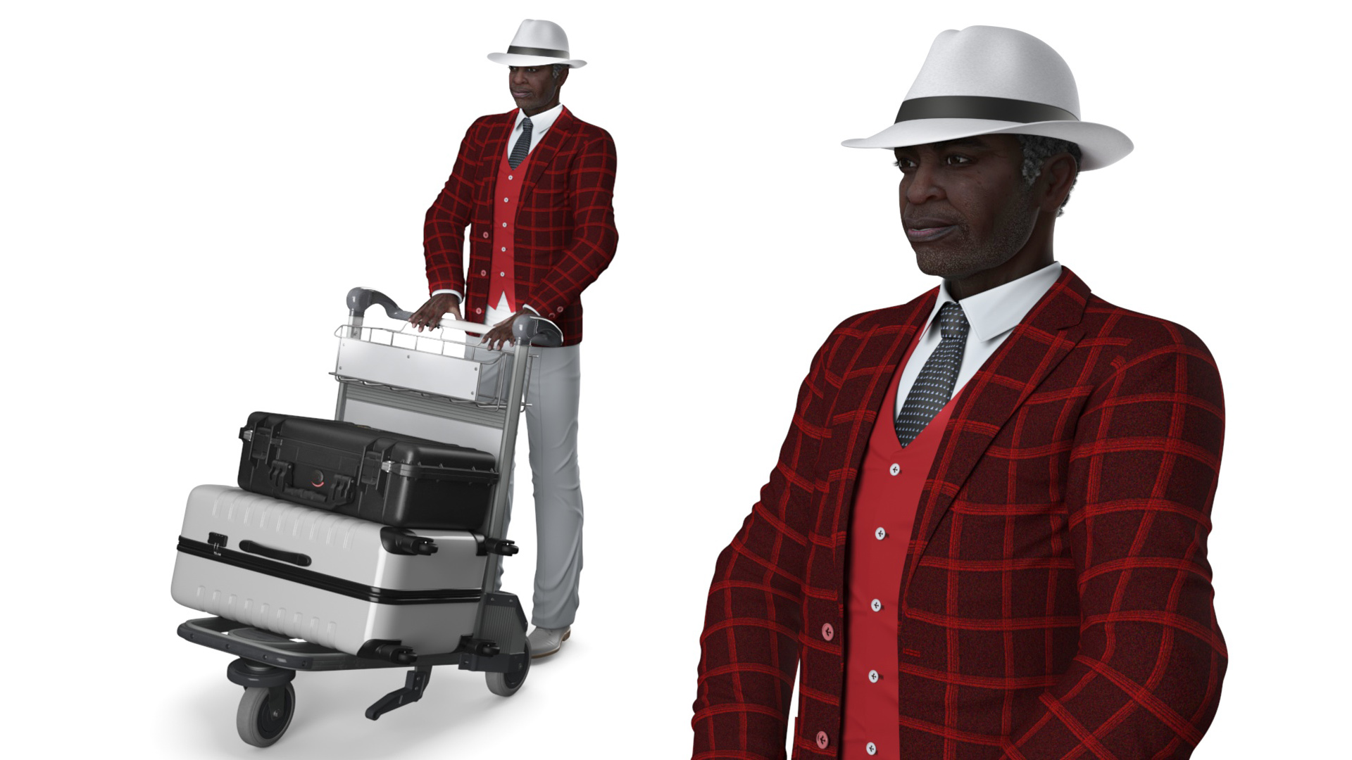 Tesla Cybercab Robotaxi and Man with Luggage 3D model