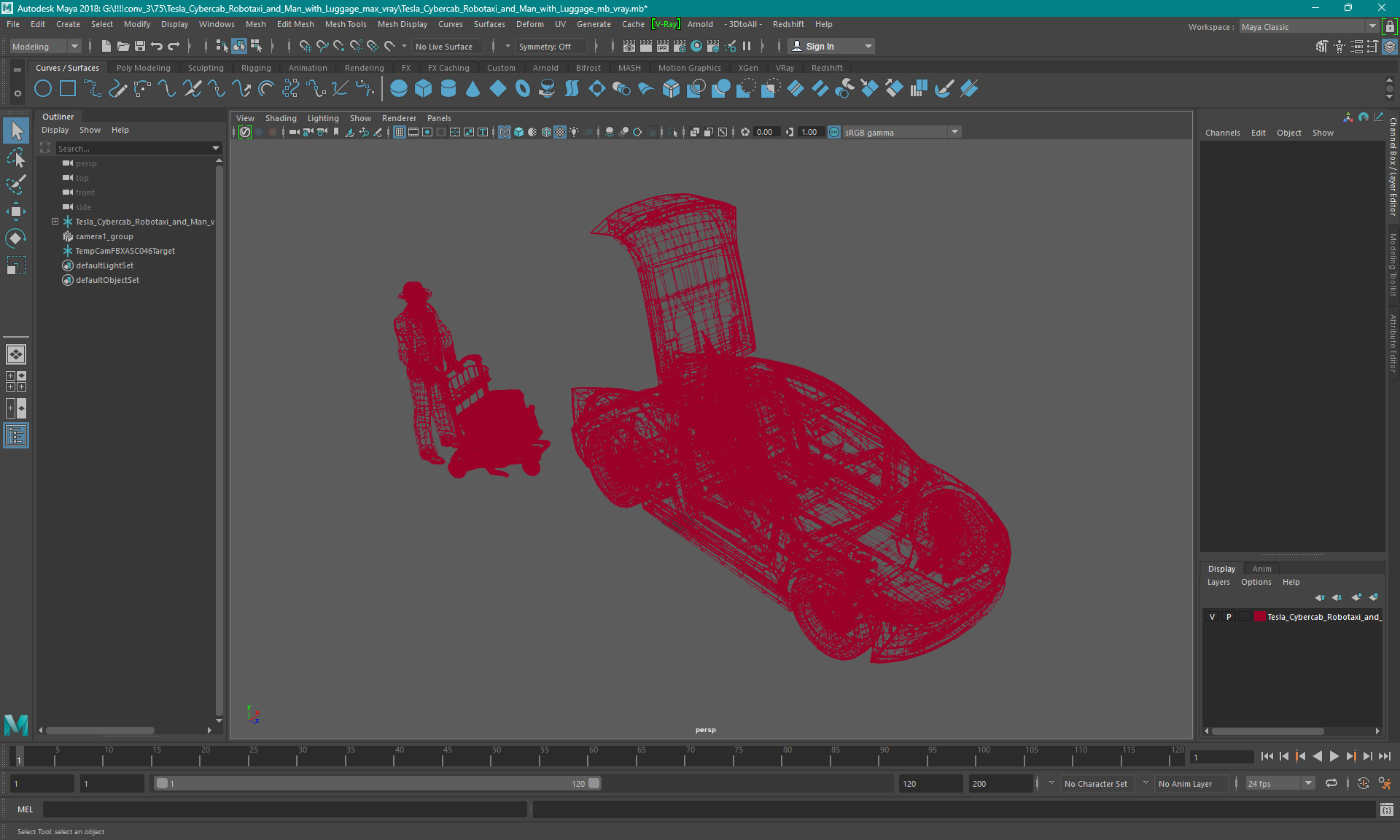 Tesla Cybercab Robotaxi and Man with Luggage 3D model