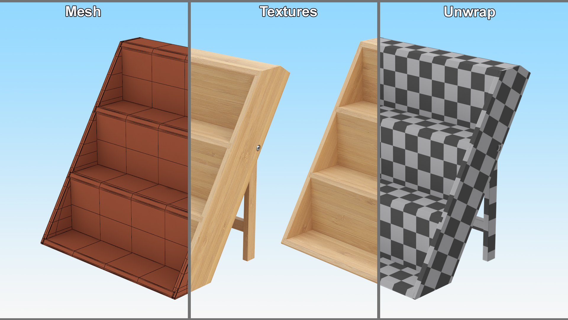 3D Tabletop Wooden Shelf