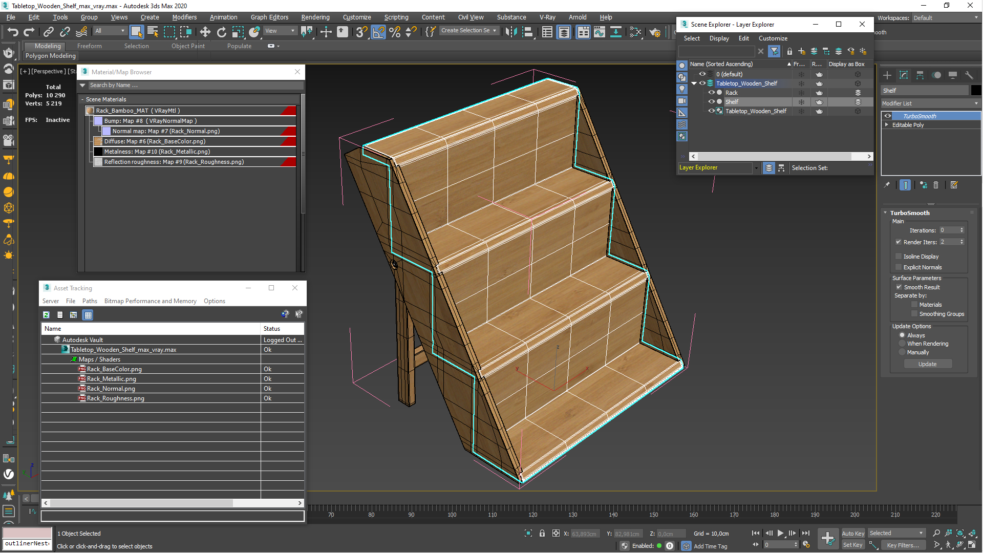 3D Tabletop Wooden Shelf