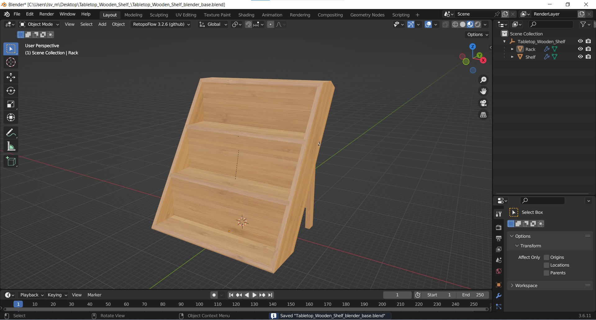 3D Tabletop Wooden Shelf