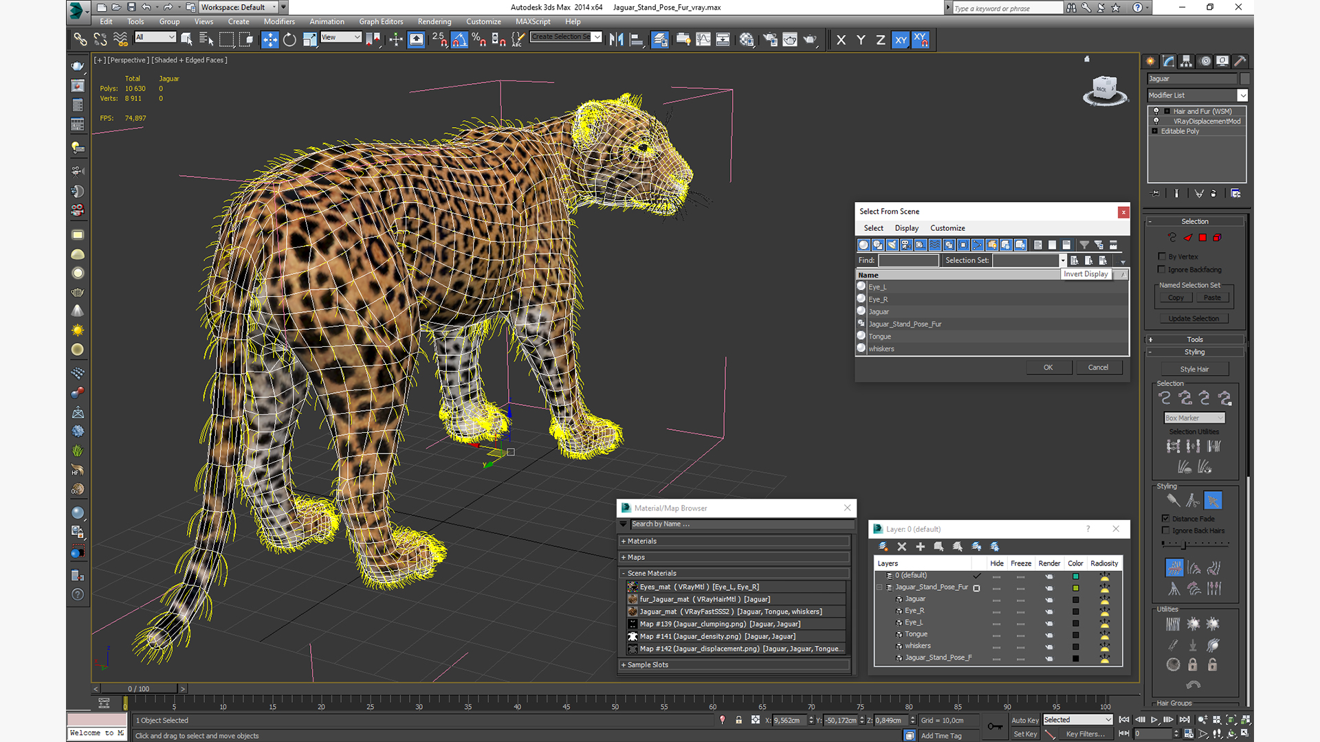 3D Jaguar Stand Pose Fur