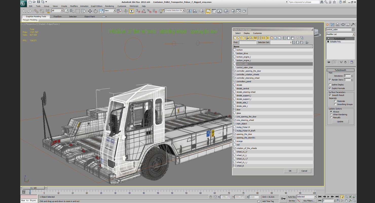 Container Pallet Transporter Pulsar 7 Rigged 3D model