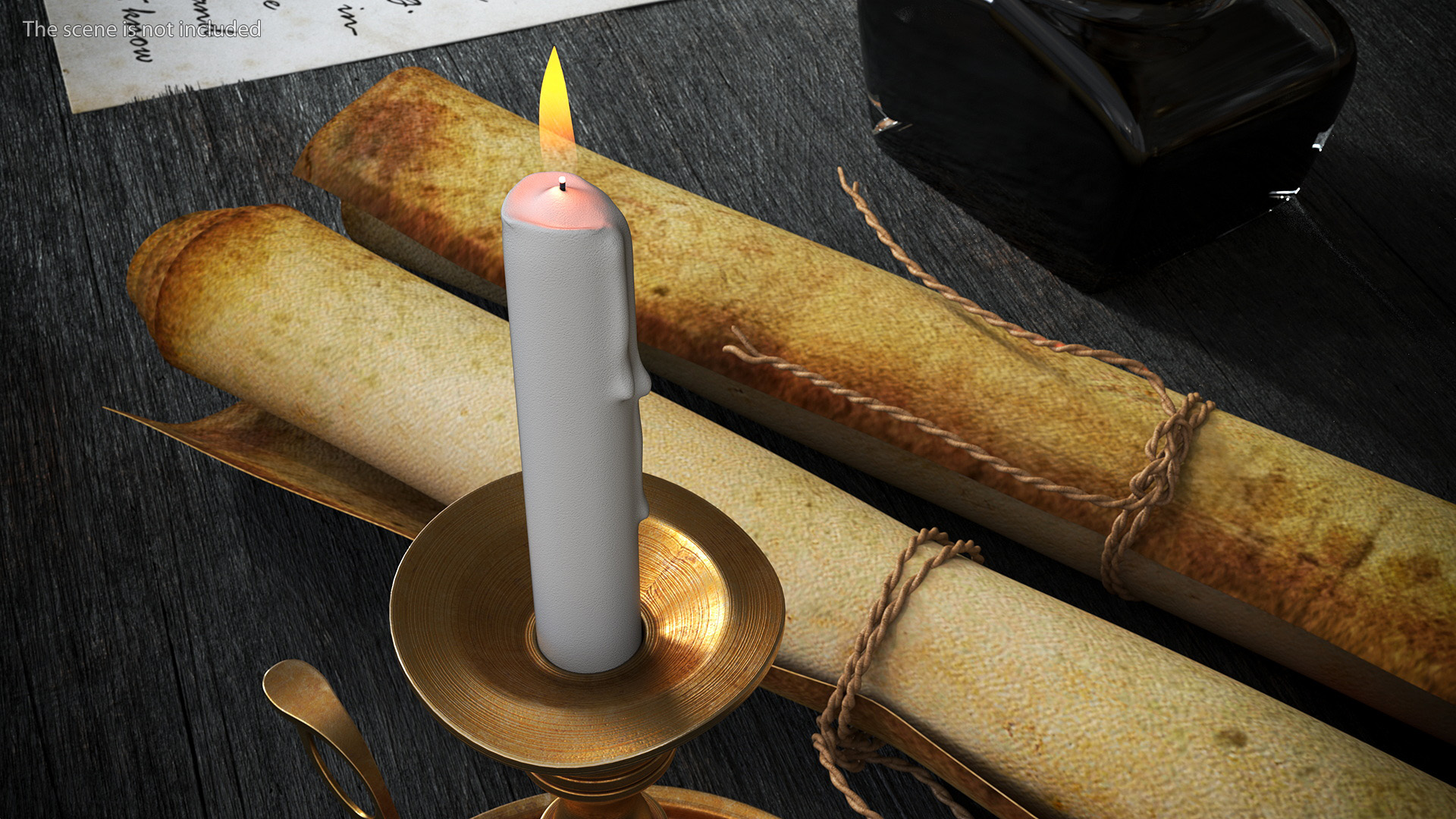 3D model Antique Candlestick with Wax Candle