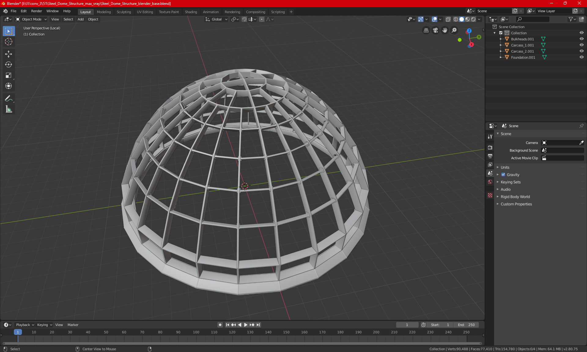 3D model Steel Dome Structure