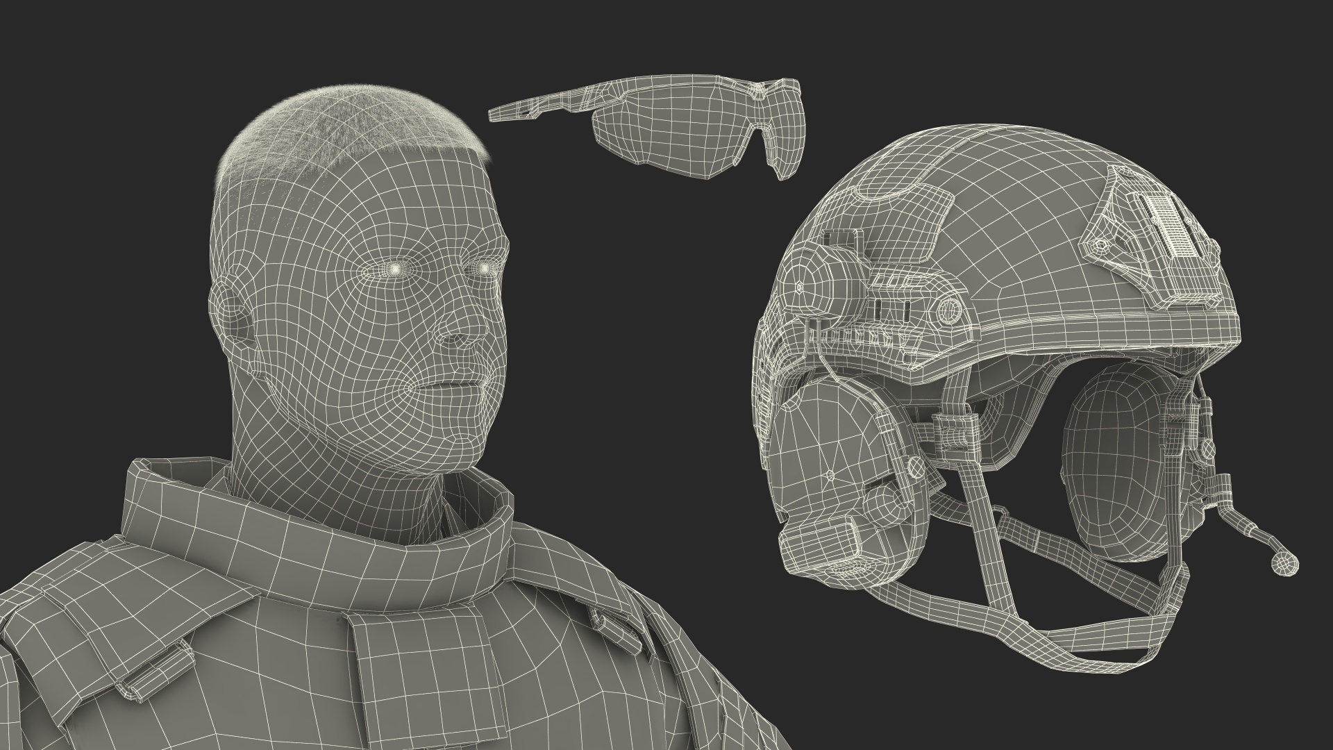 3D model Soldier in Grey Tactical Gear Fur Rigged