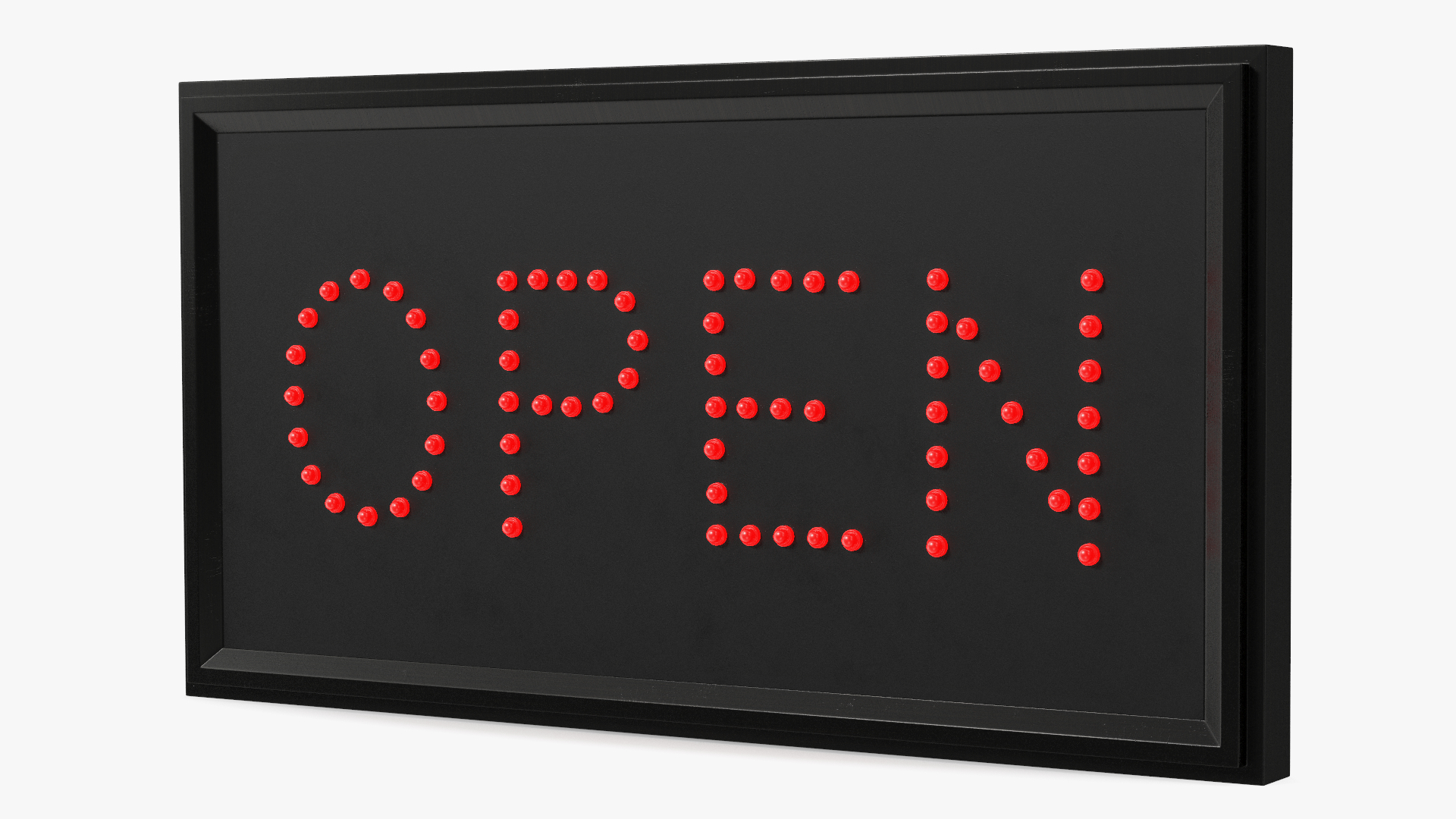 3D Rectangle Open Red LED Sign for Business Display ON