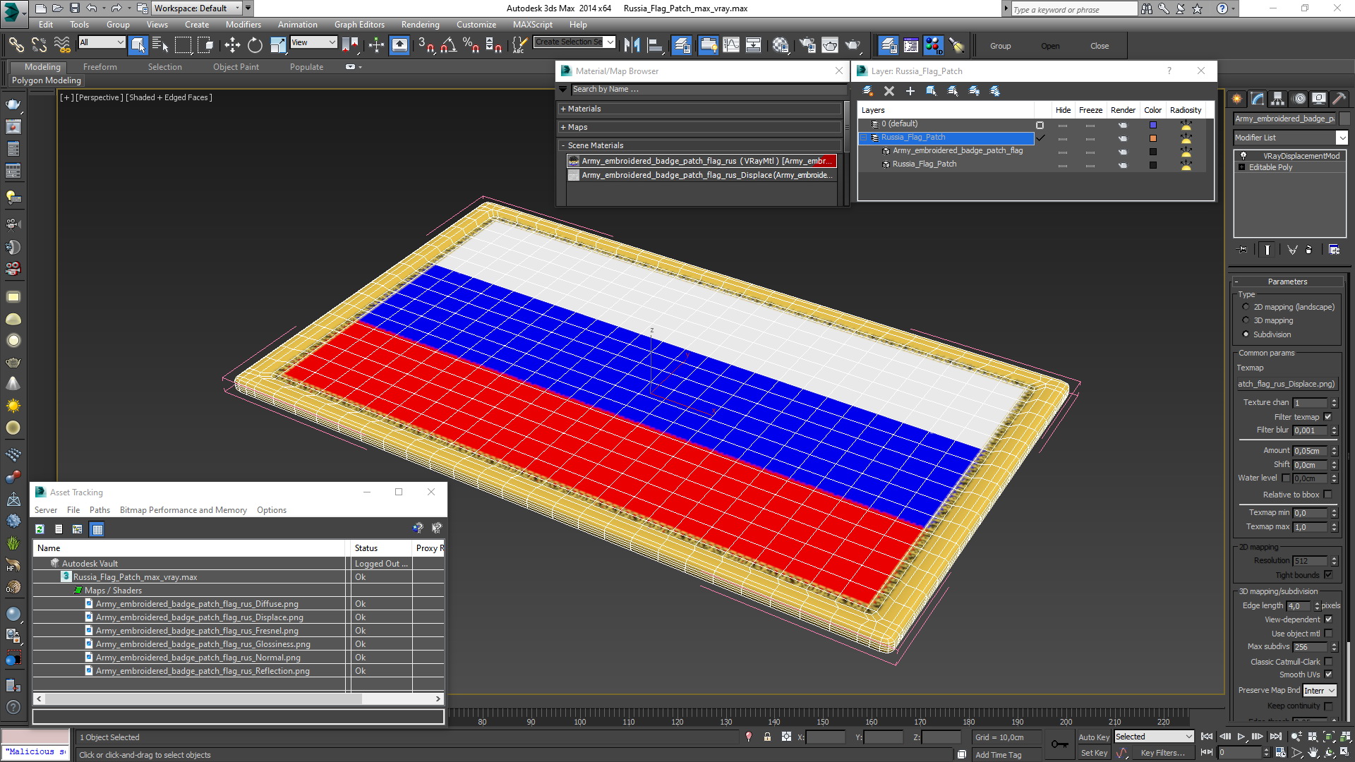 Russia Flag Patch 3D